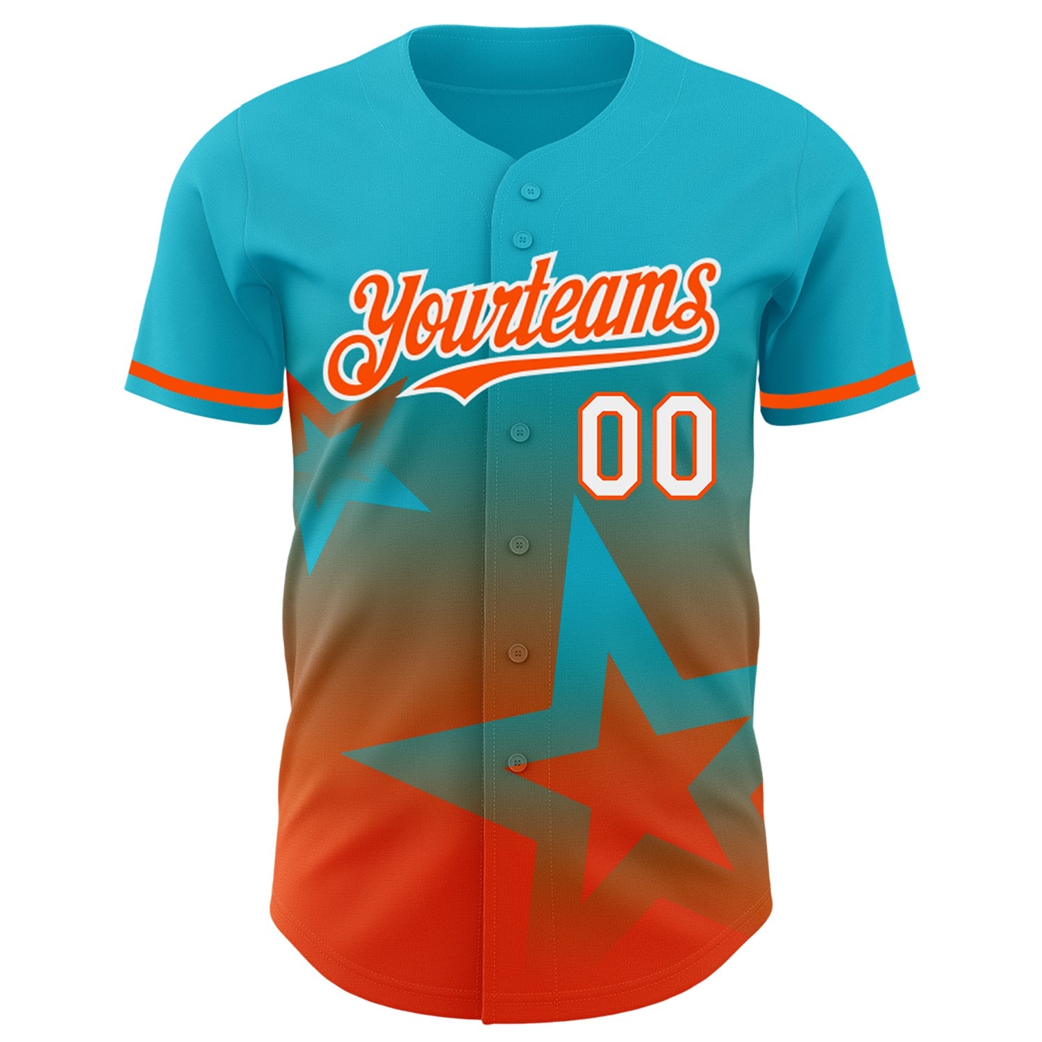 Custom Lakes Blue Orange-White 3D Pattern Design Gradient Style Twinkle Star Authentic Baseball Jersey view 2