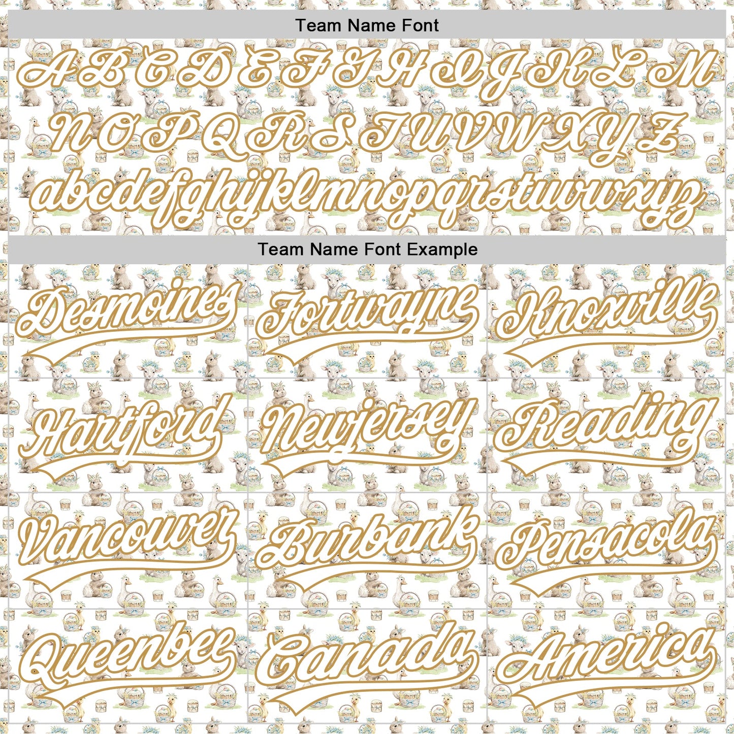 Custom White Old Gold 3D Pattern Design Animal Rabbit Sheep Chicken And Duck Authentic Baseball Jersey view 4