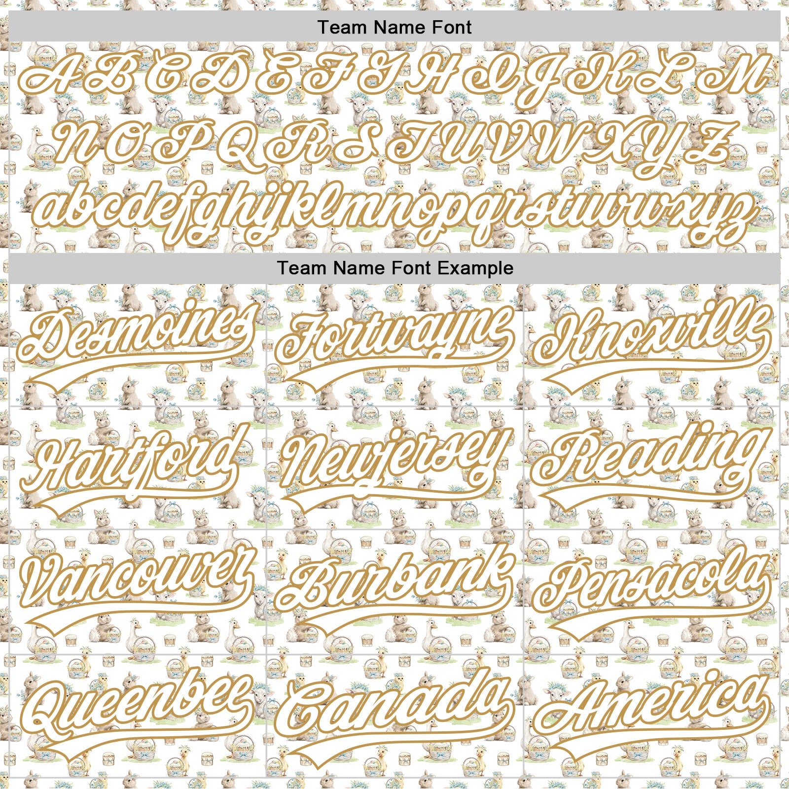 Custom White Old Gold 3D Pattern Design Animal Rabbit Sheep Chicken And Duck Authentic Baseball Jersey view 4