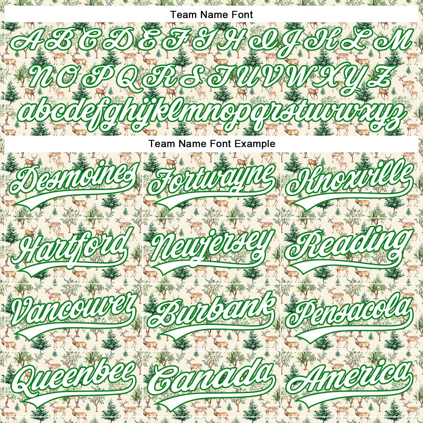 Custom Cream White-Grass Green 3D Pattern Design Animal Deer Authentic Baseball Jersey view 4