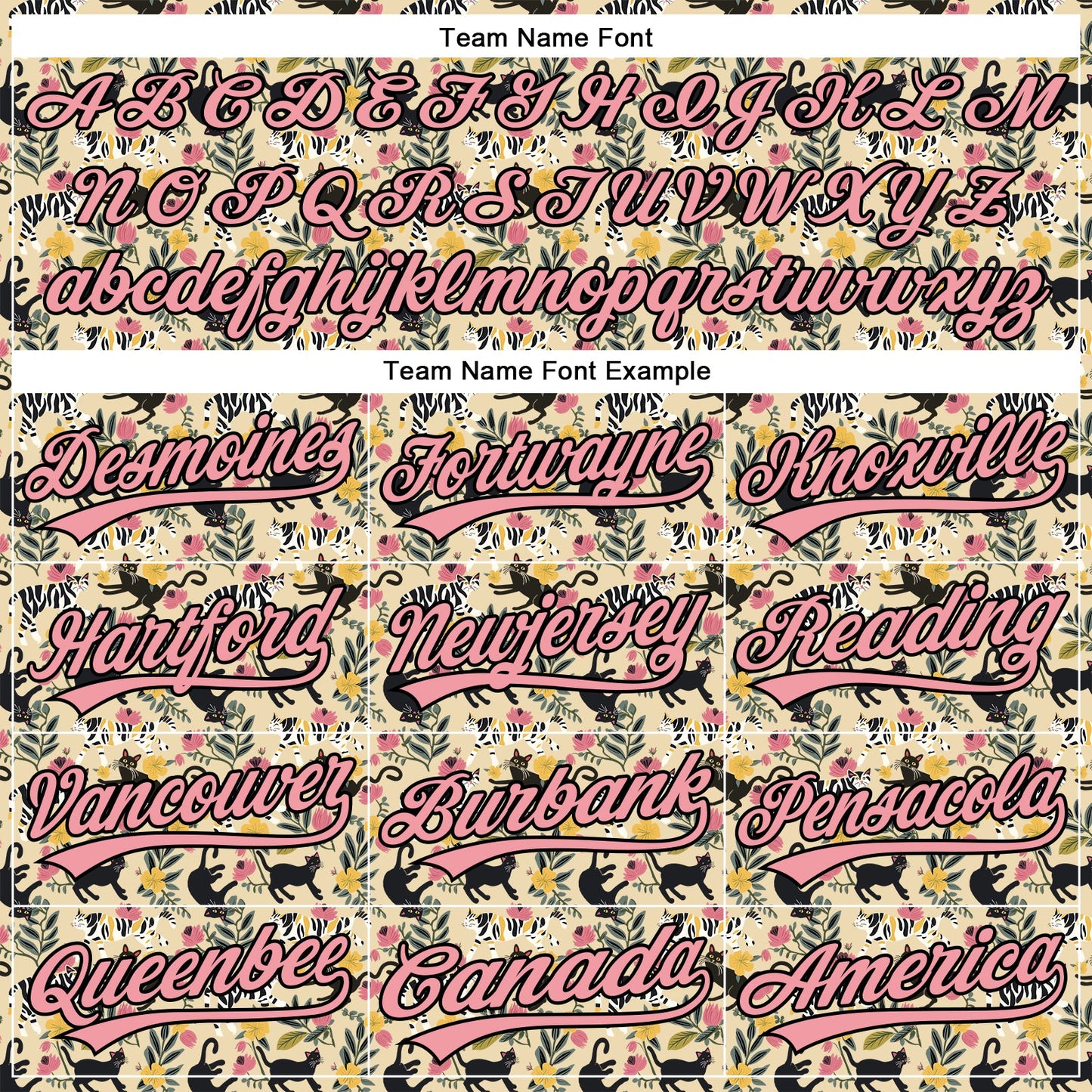 Custom Cream Medium Pink-Black 3D Pattern Design Animal Cat Authentic Baseball Jersey view 4