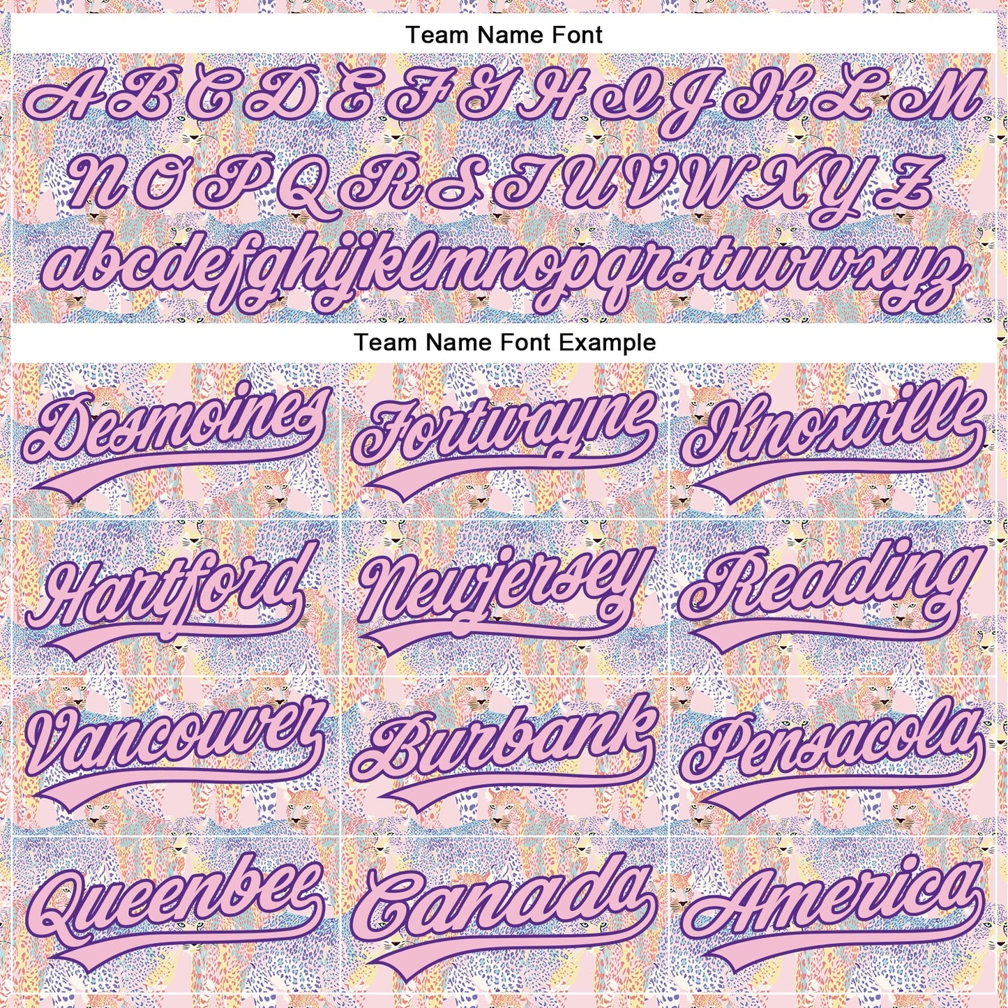 Custom Light Pink Purple 3D Pattern Design Animal Leopard Authentic Baseball Jersey view 4