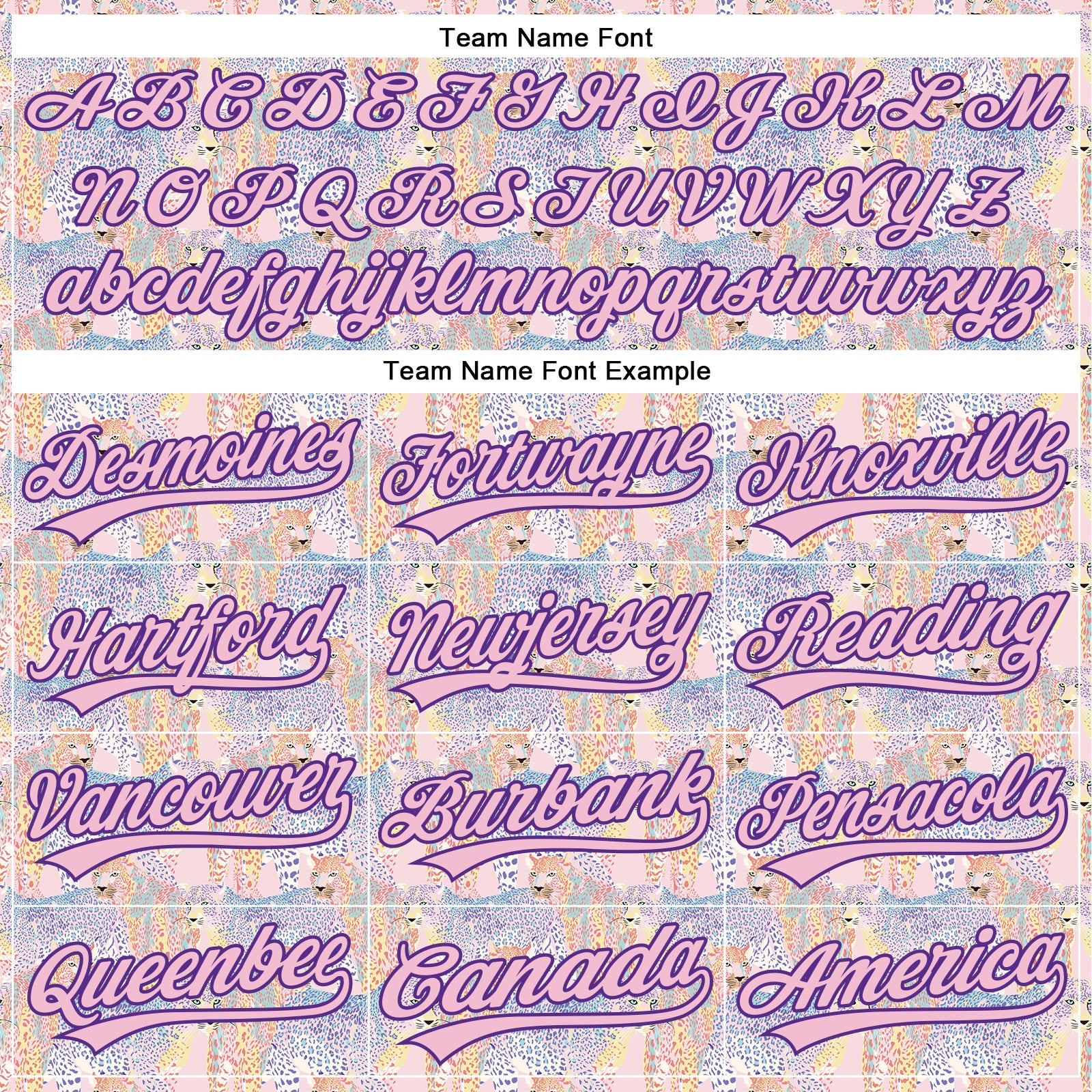 Custom Light Pink Purple 3D Pattern Design Animal Leopard Authentic Baseball Jersey view 4