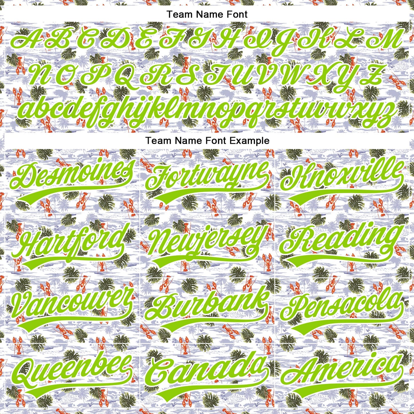 Custom White Neon Green 3D Pattern Design Animal Lobster And Hawaii Palm Trees Authentic Baseball Jersey view 4