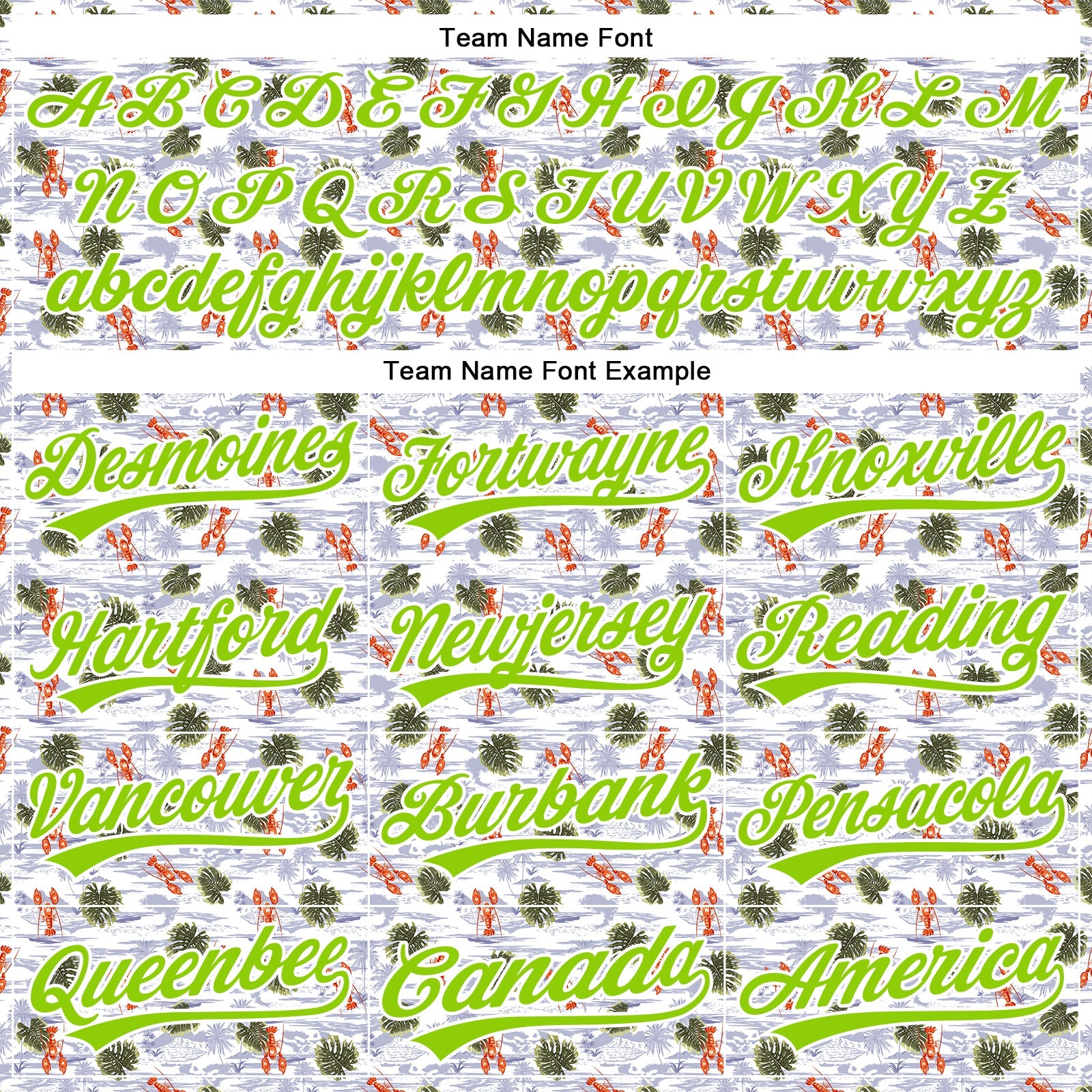 Custom White Neon Green 3D Pattern Design Animal Lobster And Hawaii Palm Trees Authentic Baseball Jersey view 4