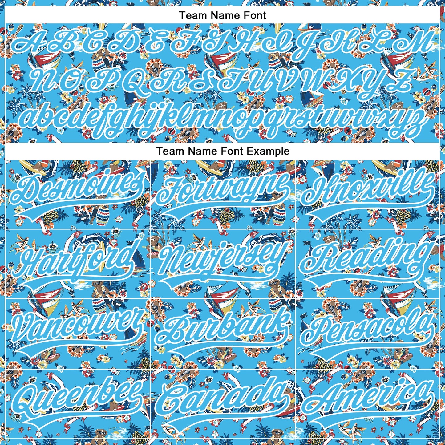 Custom Sky Blue White 3D Pattern Design Animal Bear And Hawaii Palm Trees Authentic Baseball Jersey view 4