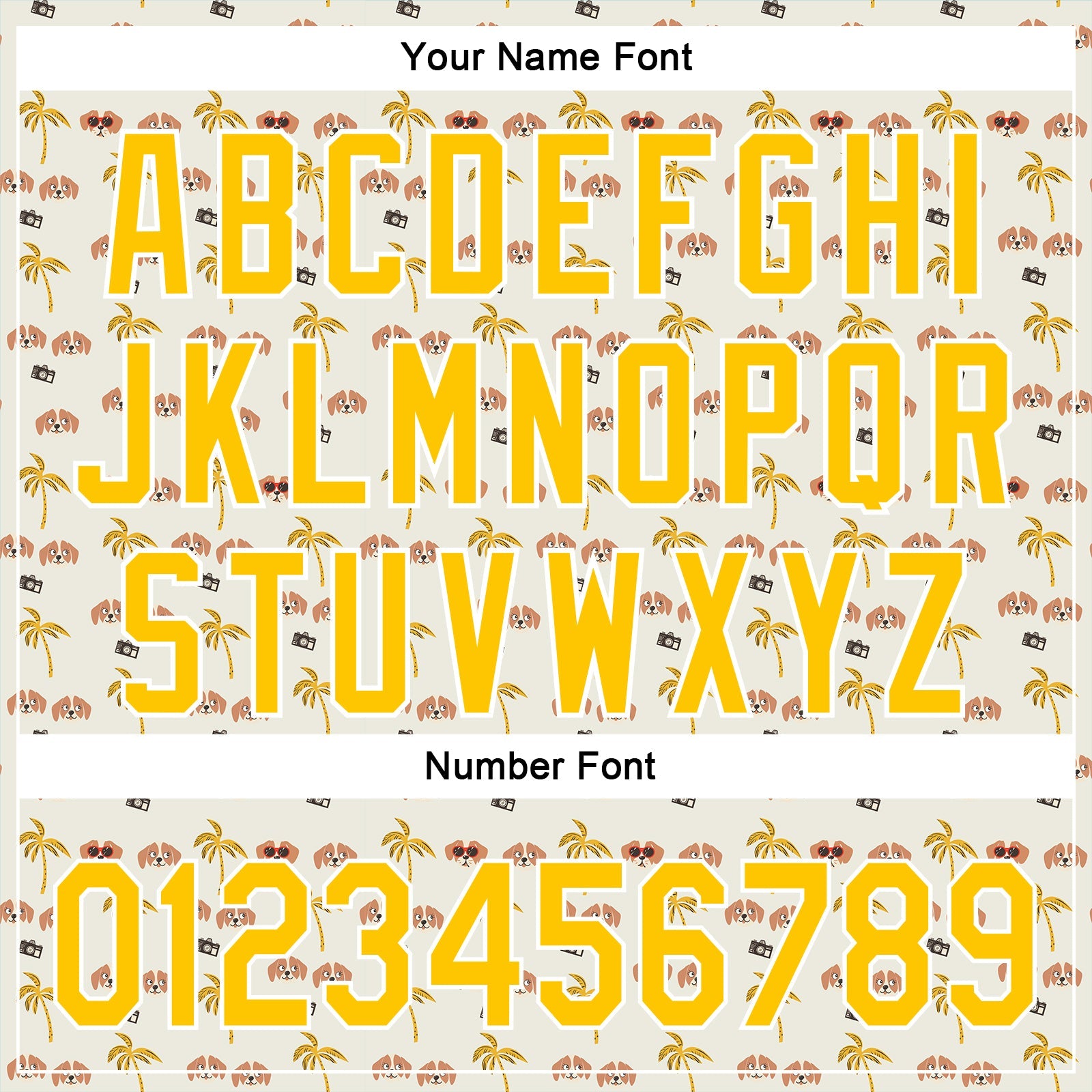 Custom White Yellow 3D Pattern Design Animal Dog And Hawaii Palm Trees Authentic Baseball Jersey view 5