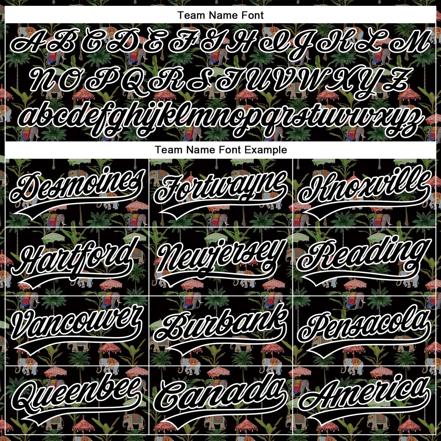 Custom Black White 3D Pattern Design Animal Elephant And Hawaii Palm Trees Authentic Baseball Jersey view 4