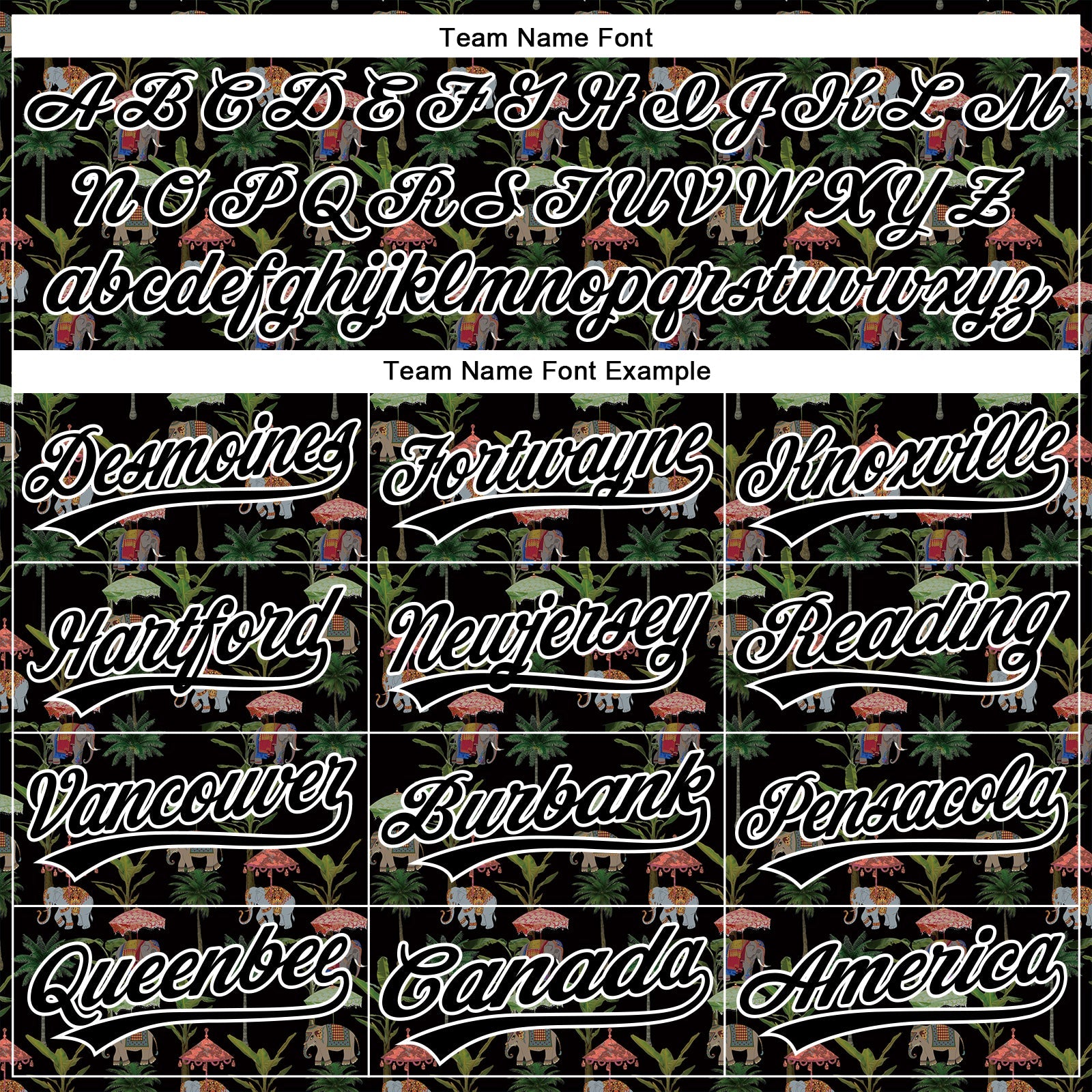 Custom Black White 3D Pattern Design Animal Elephant And Hawaii Palm Trees Authentic Baseball Jersey view 4