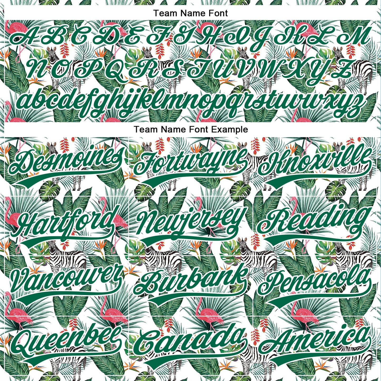 Custom White Kelly Green 3D Pattern Design Animal Zebra Flamingo And Hawaii Palm Leaves Authentic Baseball Jersey view 4