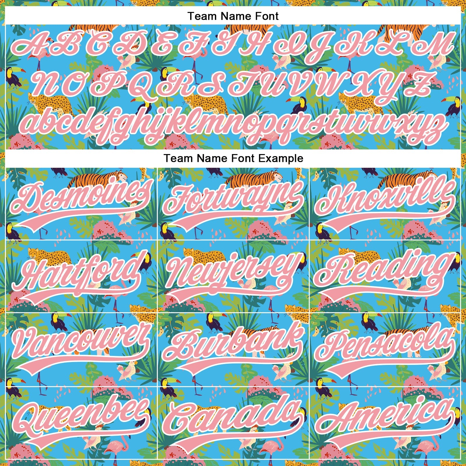 Custom Sky Blue Medium Pink-White 3D Pattern Design Animal Tiger Leopard Flamingo And Hawaii Palm Leaves Authentic Baseball Jersey view 4