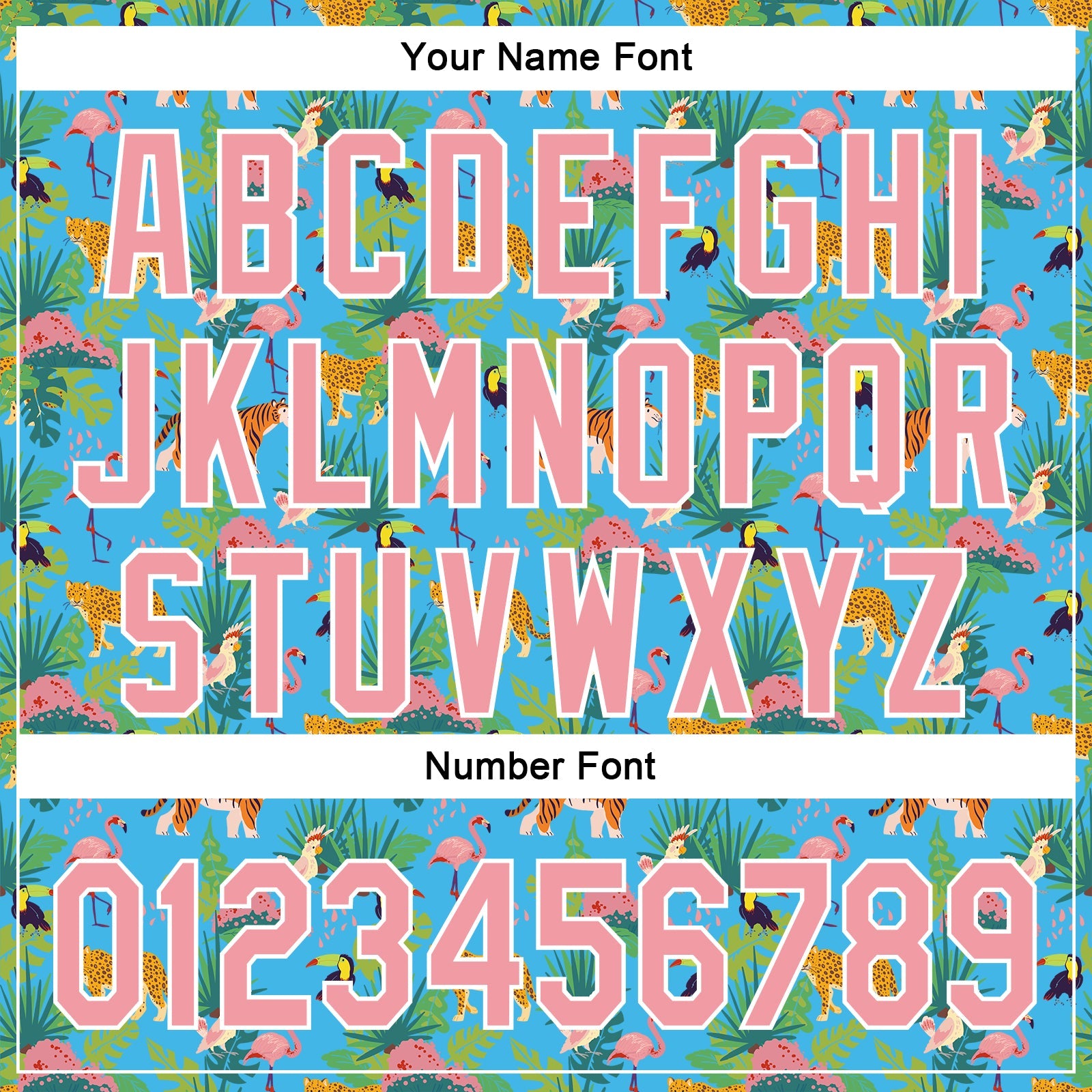 Custom Sky Blue Medium Pink-White 3D Pattern Design Animal Tiger Leopard Flamingo And Hawaii Palm Leaves Authentic Baseball Jersey view 5