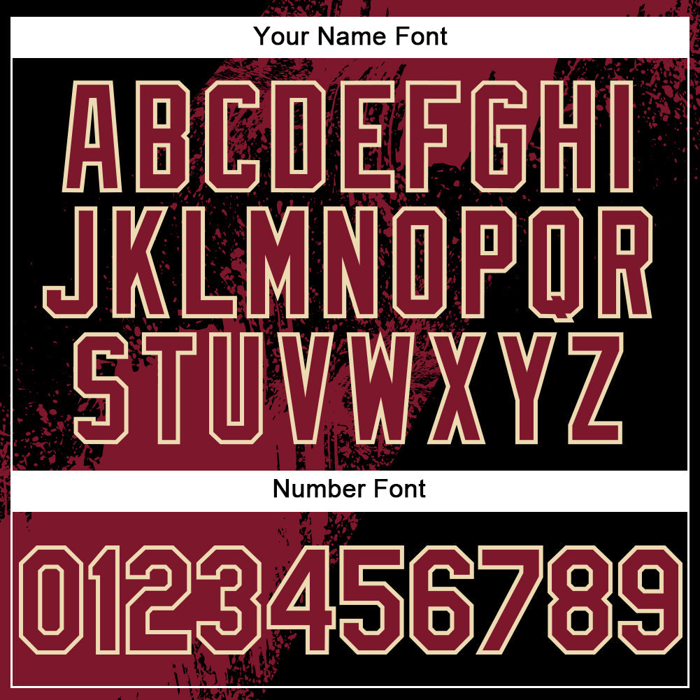 Custom Crimson Black-Cream 3D Pattern Design Abstract Brush Stroke Authentic Baseball Jersey view 6