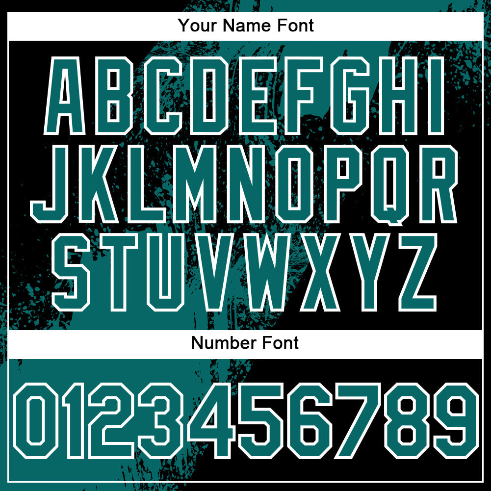 Custom Teal Black-White 3D Pattern Design Abstract Brush Stroke Authentic Baseball Jersey view 5
