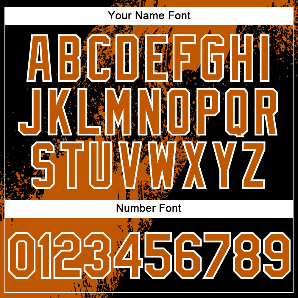 Custom Texas Orange Black-White 3D Pattern Design Abstract Brush Stroke Authentic Baseball Jersey view 5