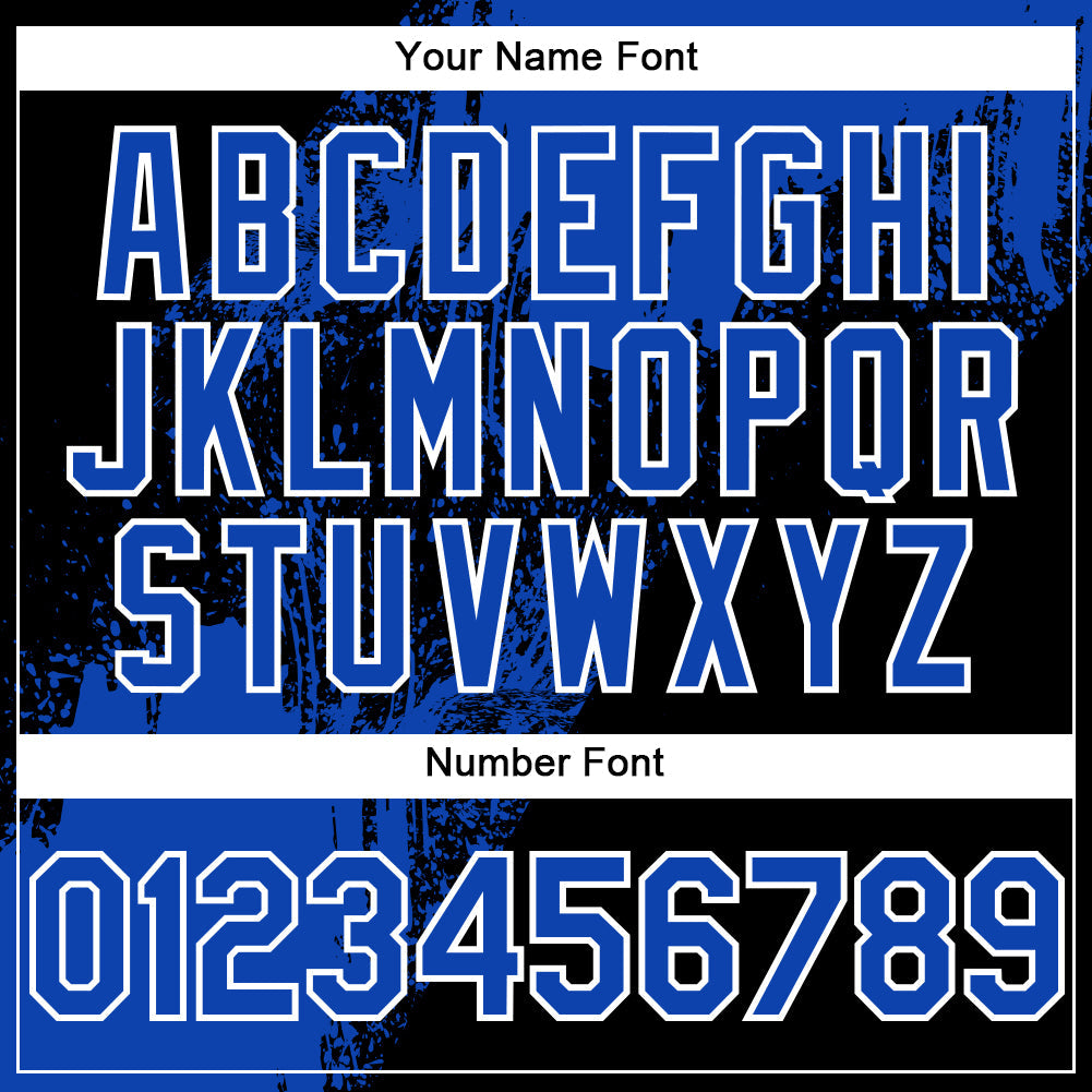 Custom Thunder Blue Black-White 3D Pattern Design Abstract Brush Stroke Authentic Baseball Jersey view 5