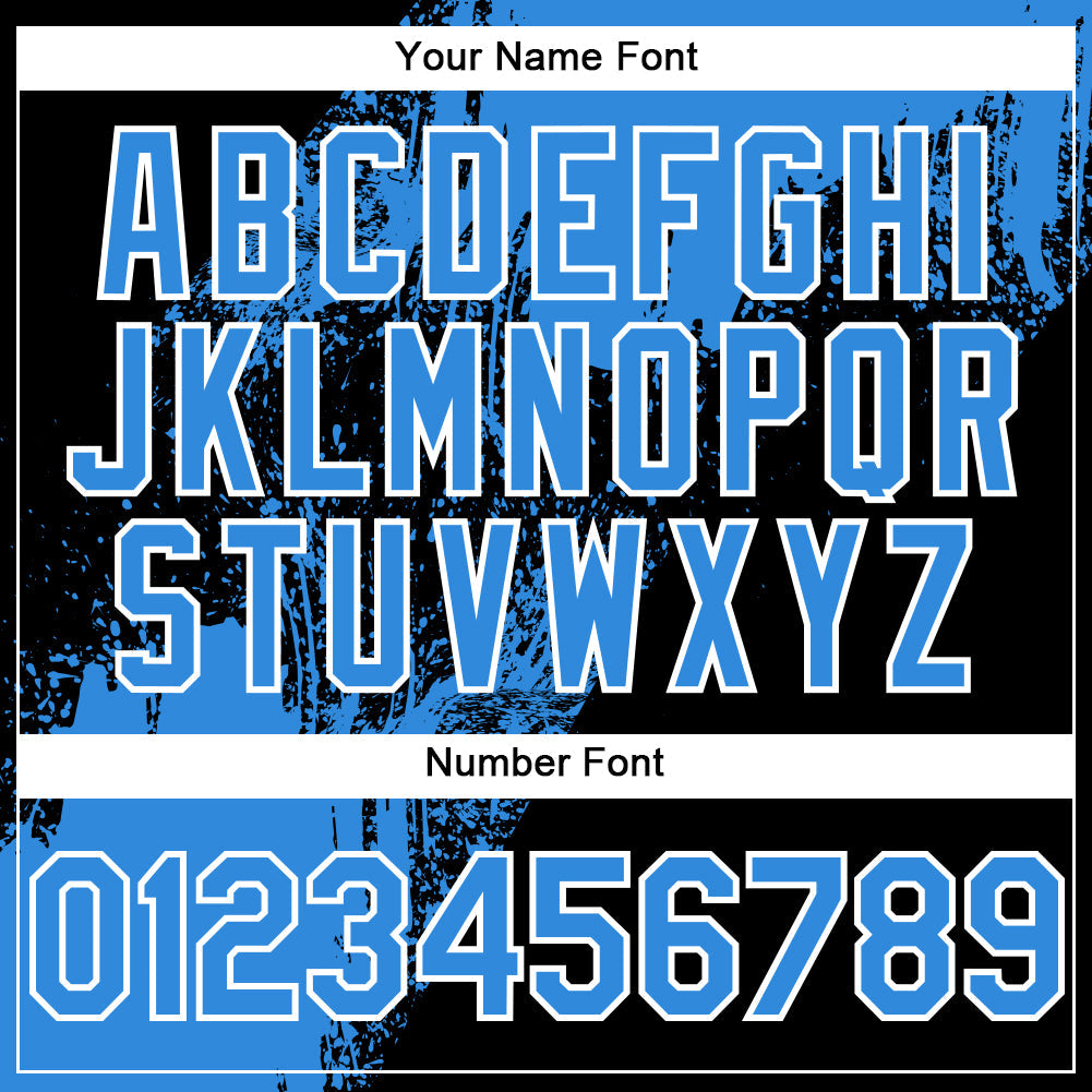 Custom Electric Blue Black-White 3D Pattern Design Abstract Brush Stroke Authentic Baseball Jersey view 5