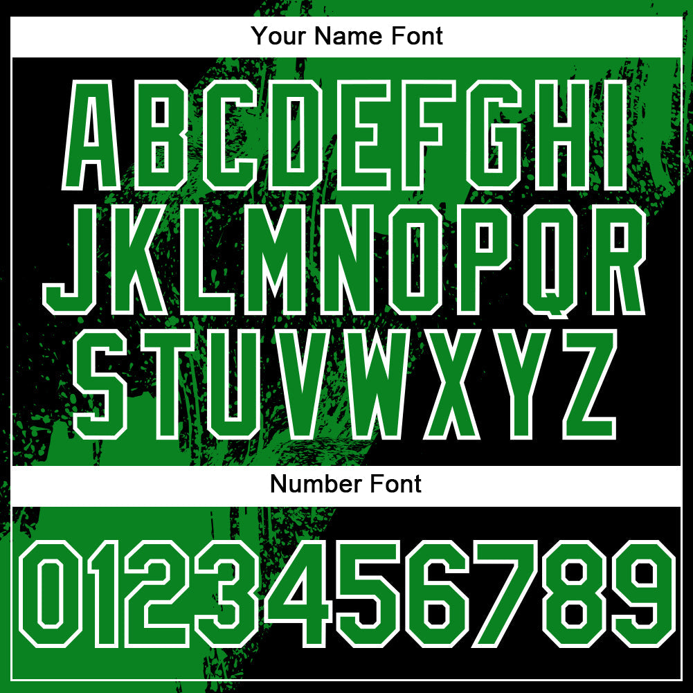 Custom Grass Green Black-White 3D Pattern Design Abstract Brush Stroke Authentic Baseball Jersey view 5
