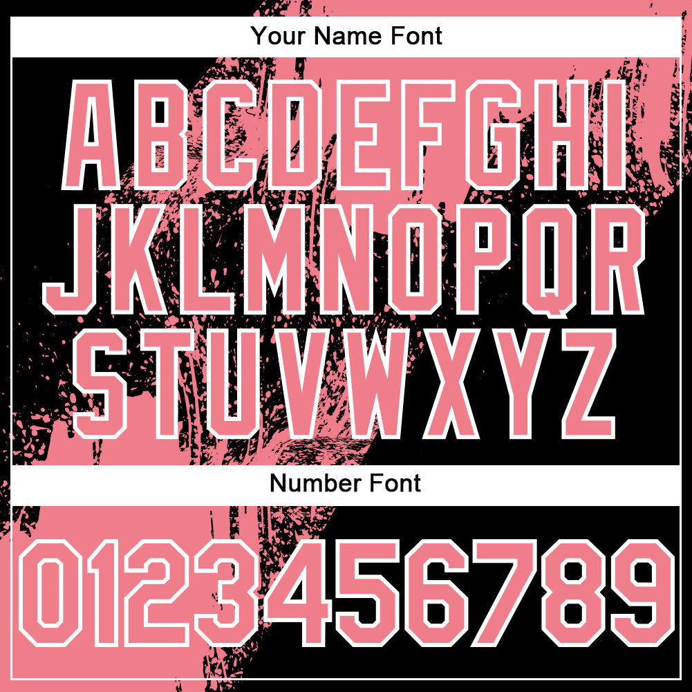 Custom Medium Pink Black-White 3D Pattern Design Abstract Brush Stroke Authentic Baseball Jersey view 5