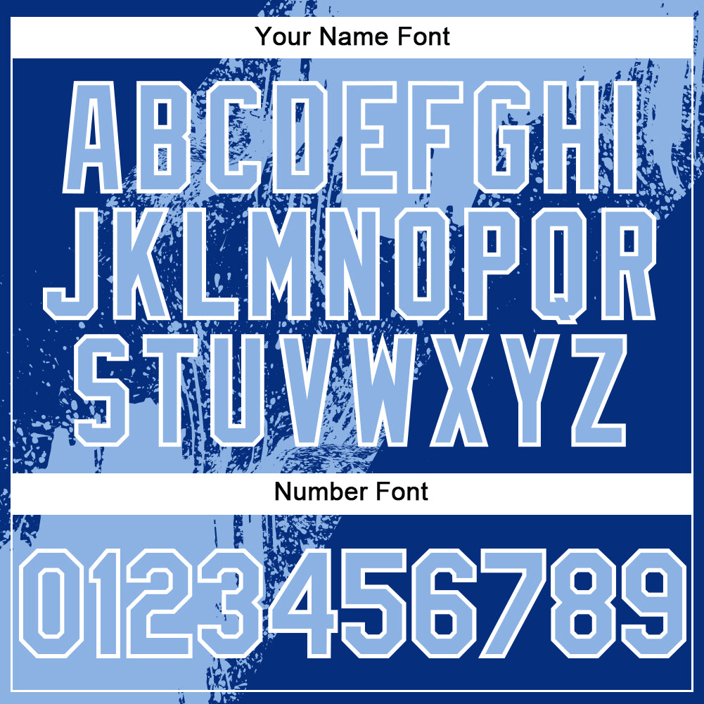 Custom Light Blue Royal-White 3D Pattern Design Abstract Brush Stroke Authentic Baseball Jersey view 5