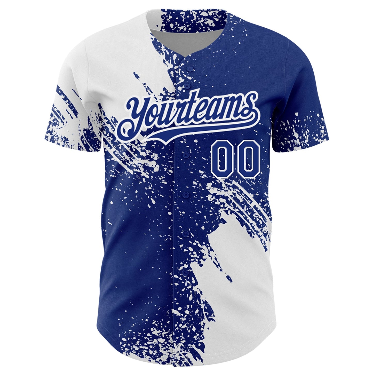 Custom White Royal 3D Pattern Design Abstract Brush Stroke Authentic Baseball Jersey view 2