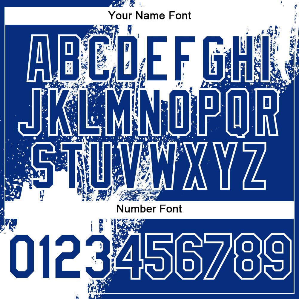 Custom White Royal 3D Pattern Design Abstract Brush Stroke Authentic Baseball Jersey view 5