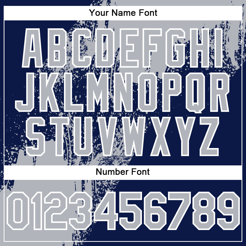 Custom Gray Navy-White 3D Pattern Design Abstract Brush Stroke Authentic Baseball Jersey view 6