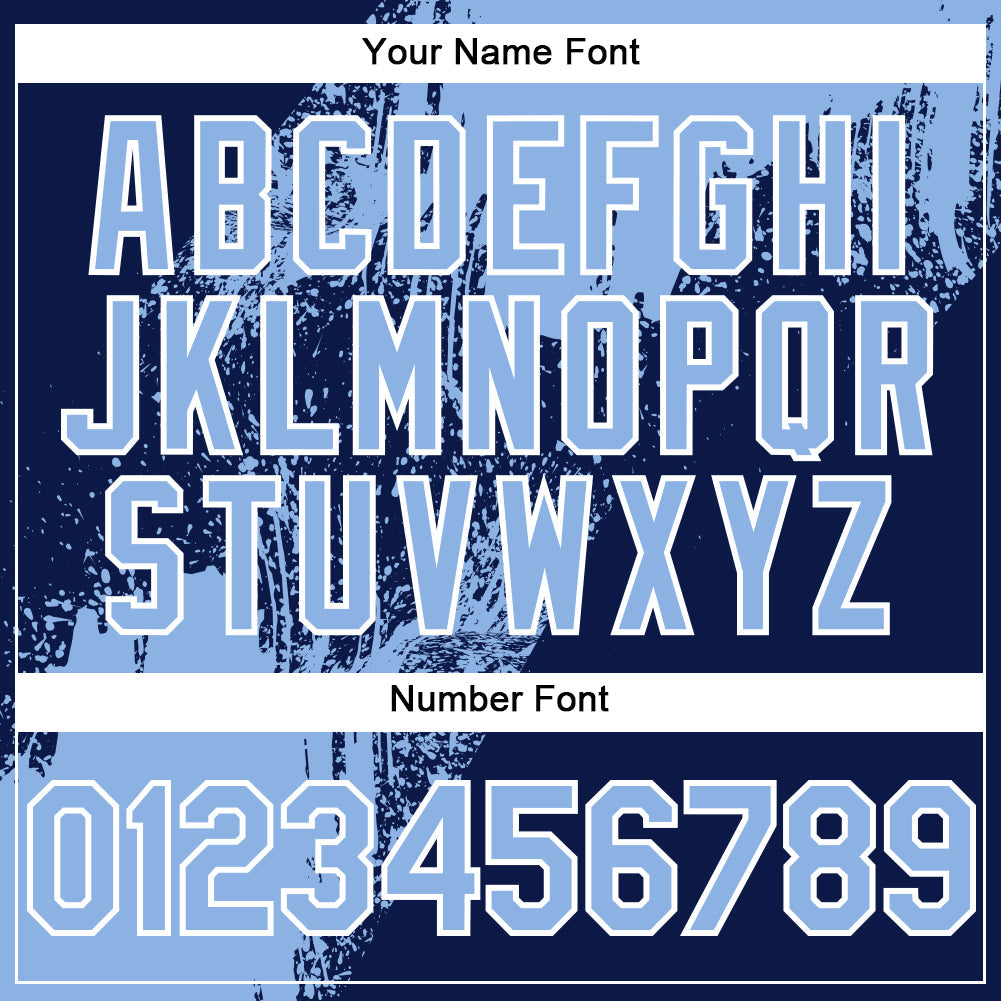 Custom Light Blue Navy-White 3D Pattern Design Abstract Brush Stroke Authentic Baseball Jersey view 5