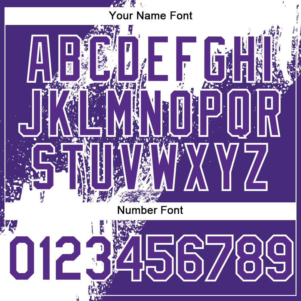 Custom White Purple 3D Pattern Design Abstract Brush Stroke Authentic Baseball Jersey view 5