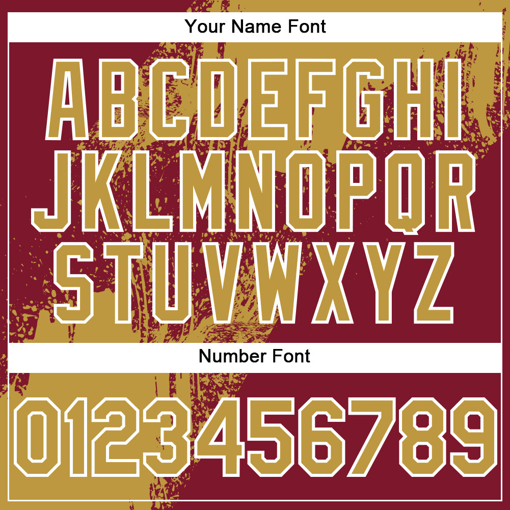 Custom Old Gold Crimson-White 3D Pattern Design Abstract Brush Stroke Authentic Baseball Jersey view 5