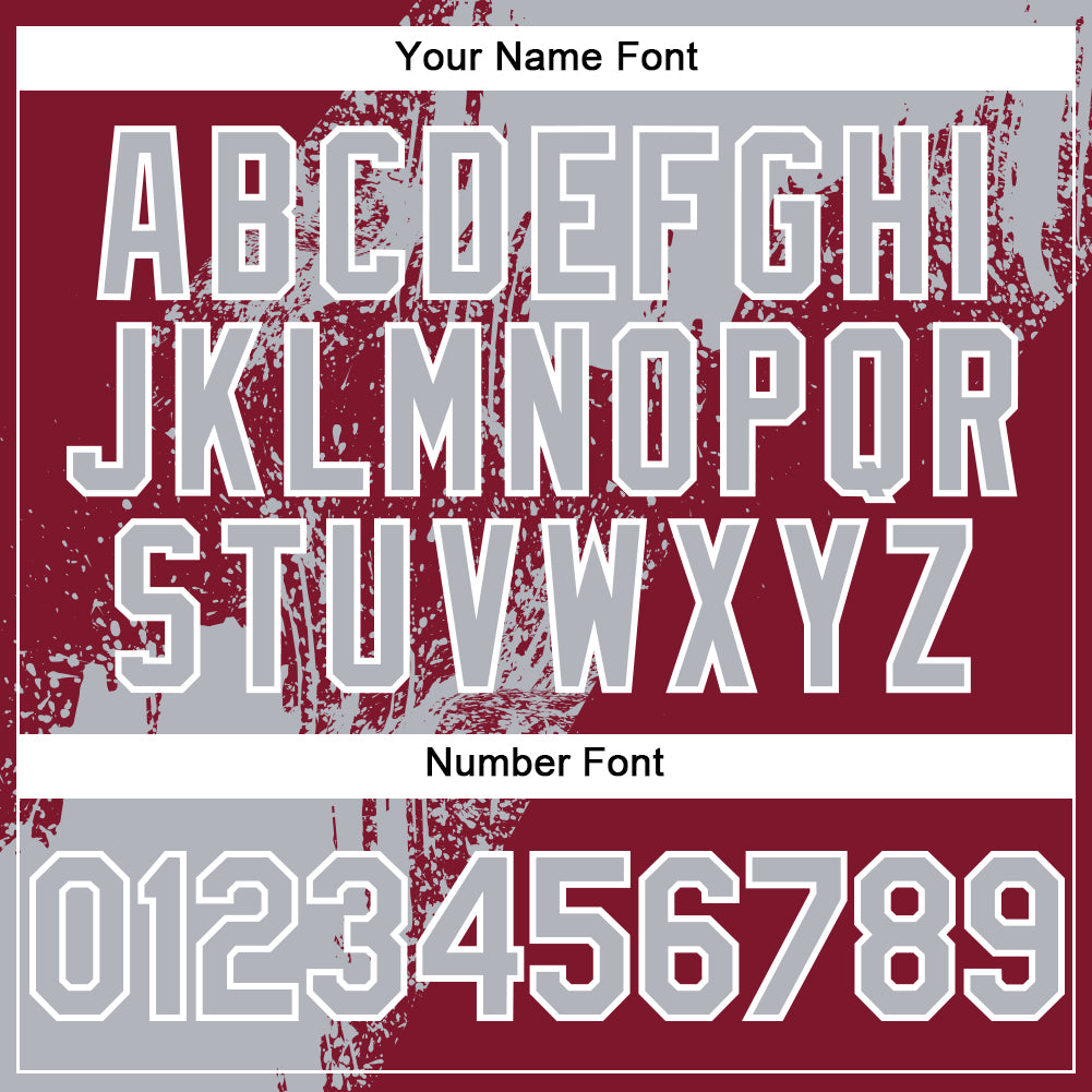 Custom Gray Crimson-White 3D Pattern Design Abstract Brush Stroke Authentic Baseball Jersey view 5
