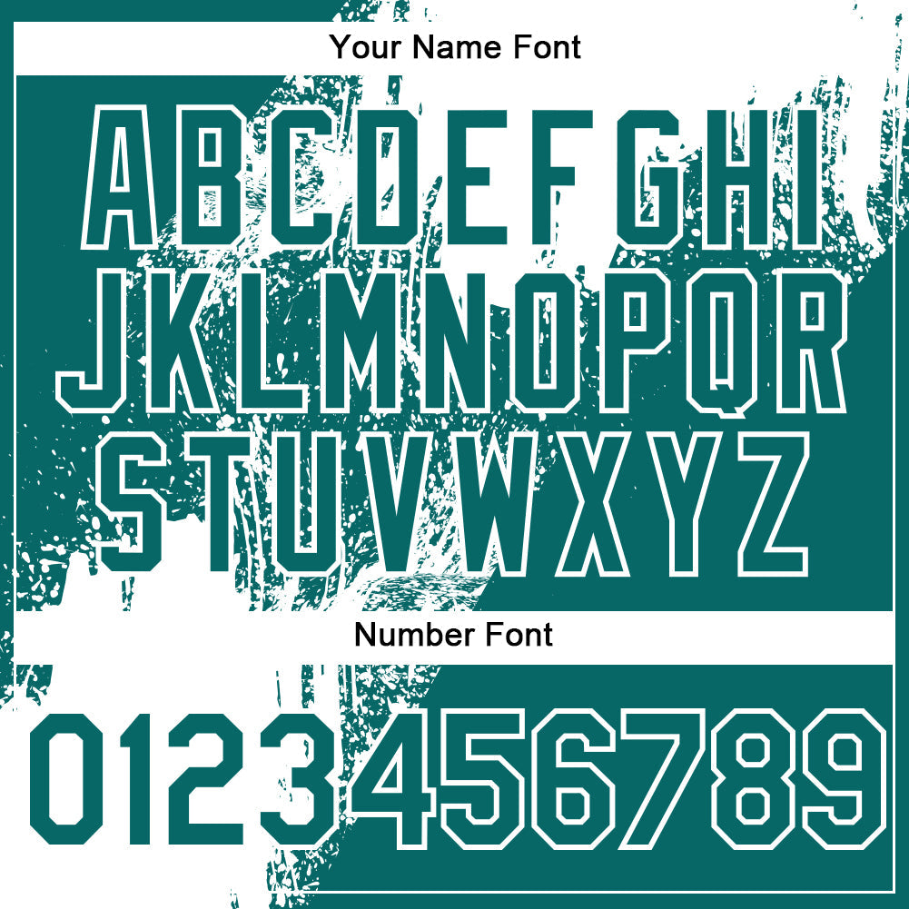 Custom White Teal 3D Pattern Design Abstract Brush Stroke Authentic Baseball Jersey view 5