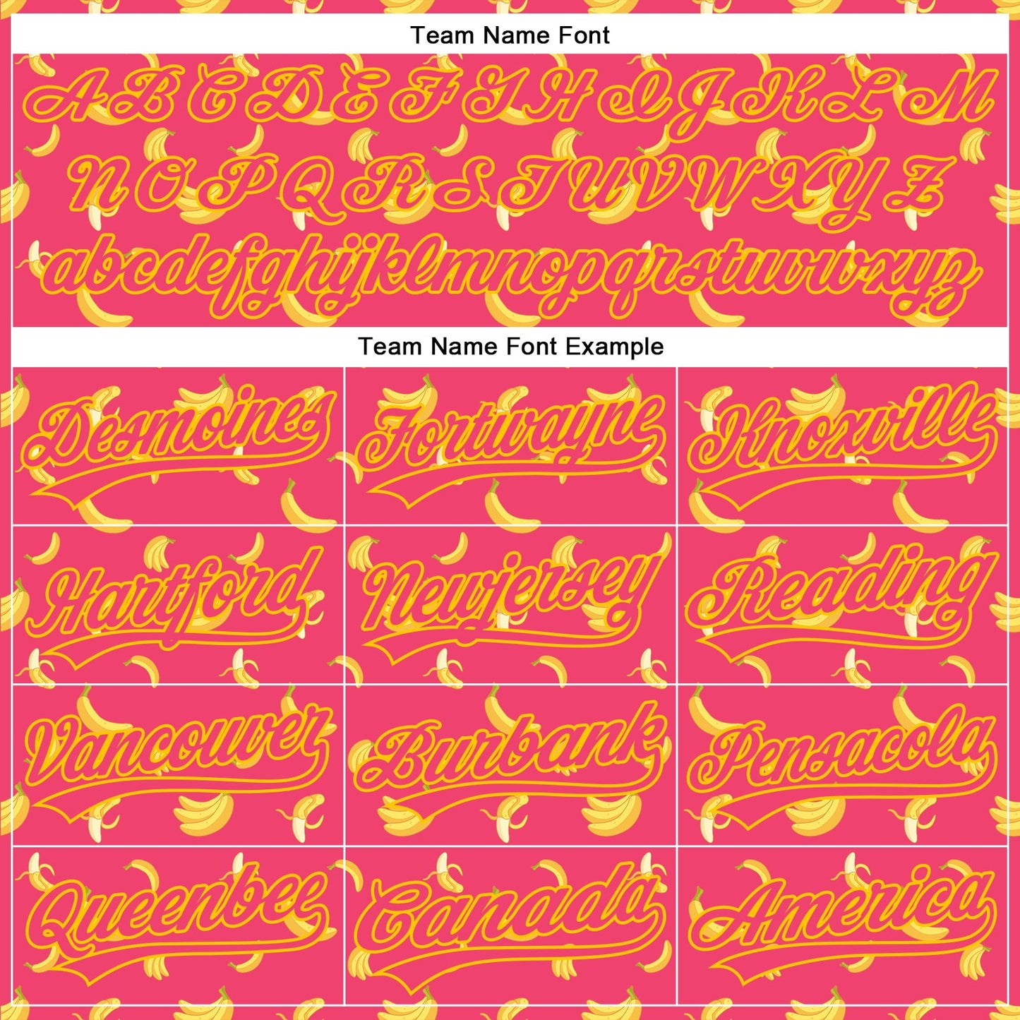 Custom Neon Pink Yellow 3D Pattern Design Fruit Banana Authentic Baseball Jersey view 4