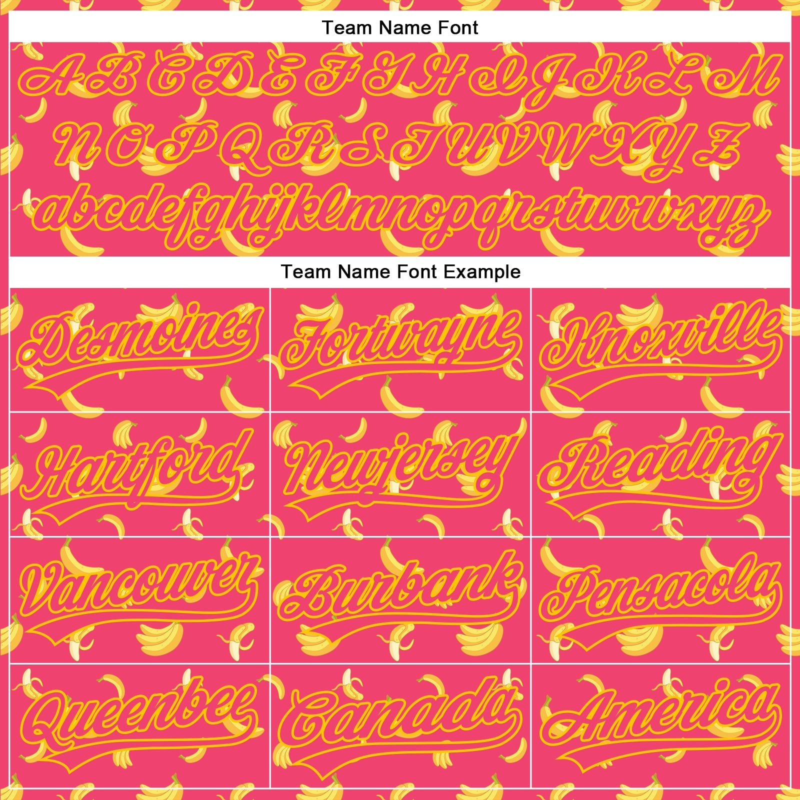 Custom Neon Pink Yellow 3D Pattern Design Fruit Banana Authentic Baseball Jersey view 4