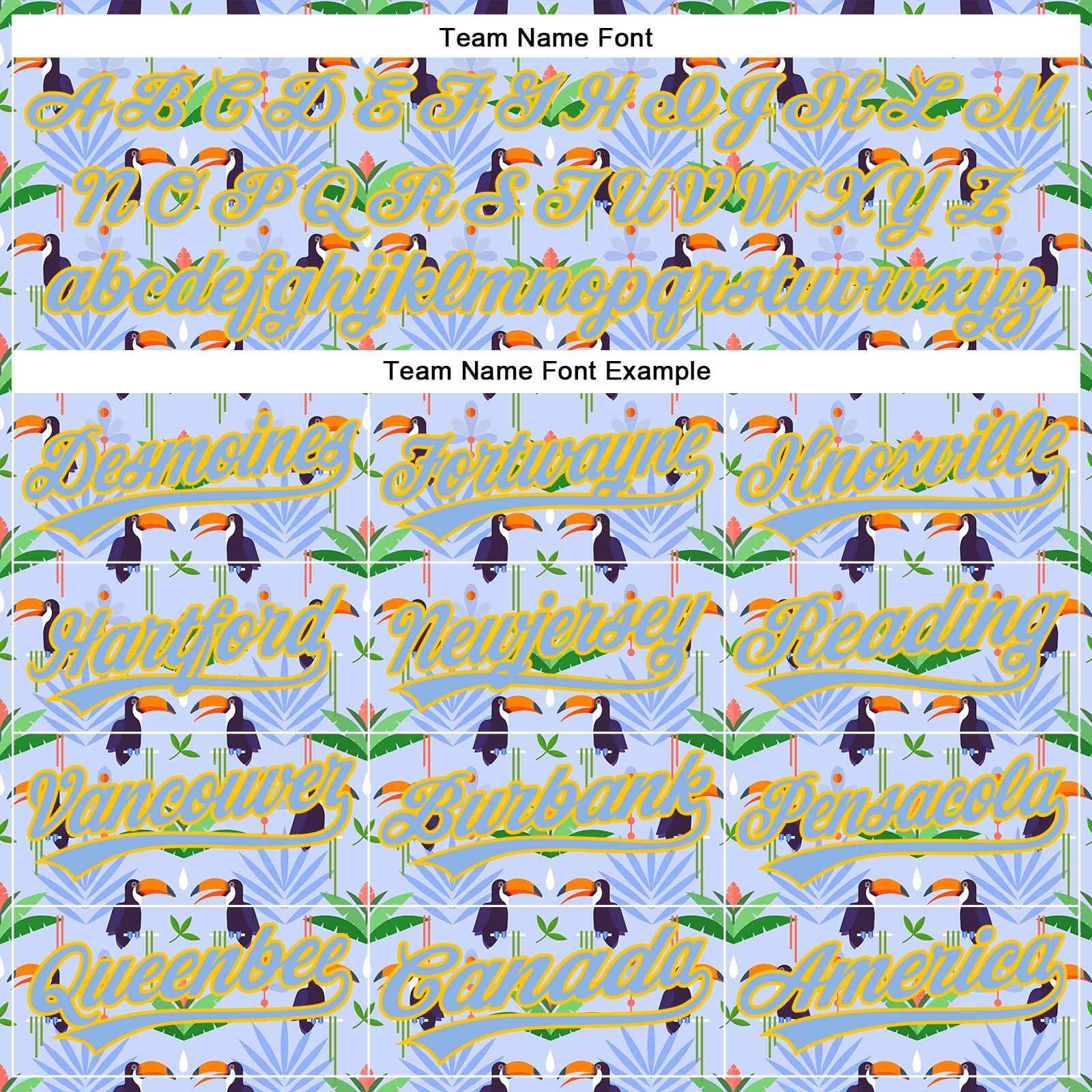 Custom Light Blue Yellow 3D Pattern Design Animal Toucan And Tropical Hawaii Palm Leaves Authentic Baseball Jersey view 4