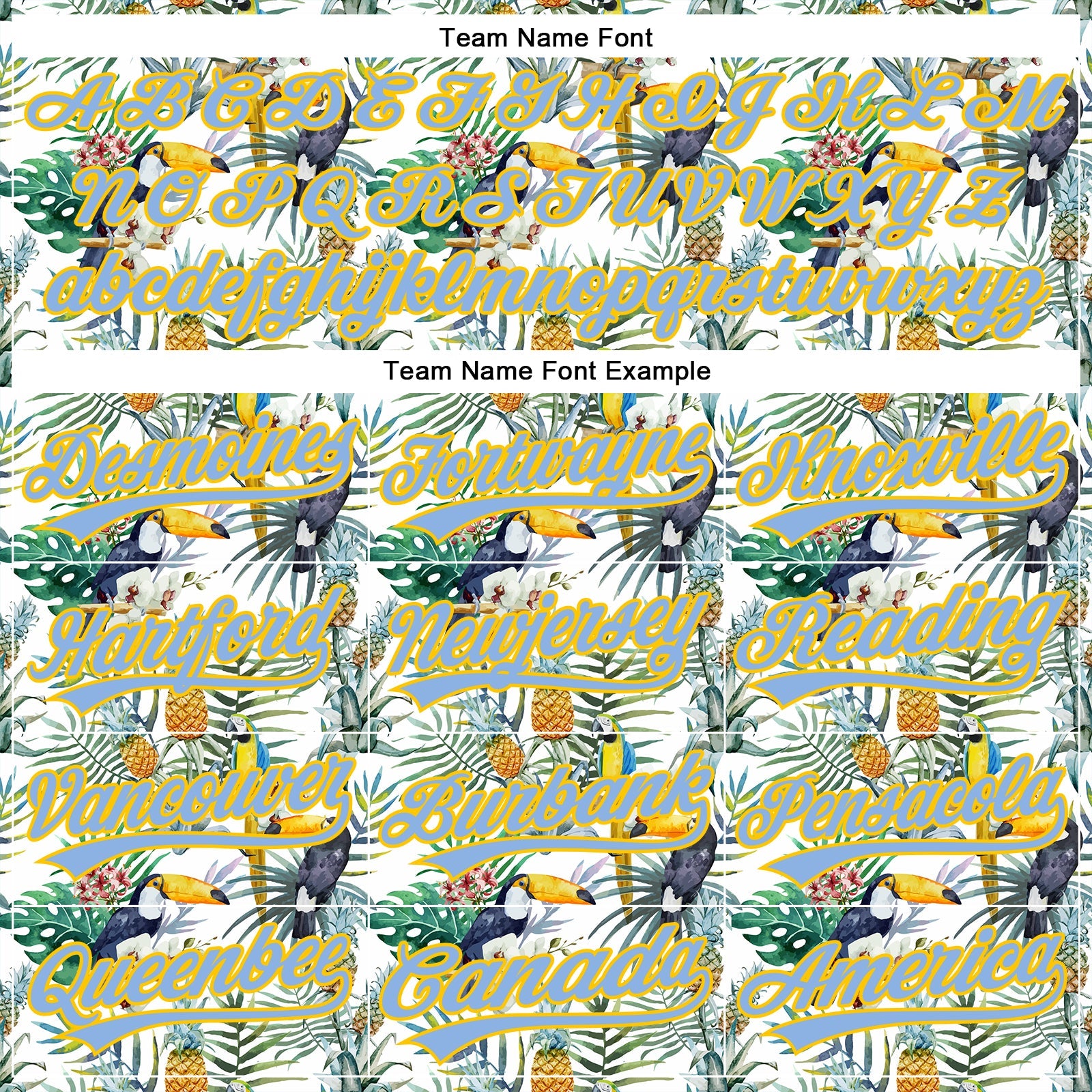 Custom White Light Blue-Yellow 3D Pattern Design Animal Toucan And Tropical Hawaii Palm Leaves Authentic Baseball Jersey view 4