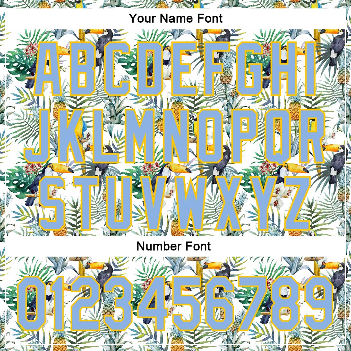 Custom White Light Blue-Yellow 3D Pattern Design Animal Toucan And Tropical Hawaii Palm Leaves Authentic Baseball Jersey view 5