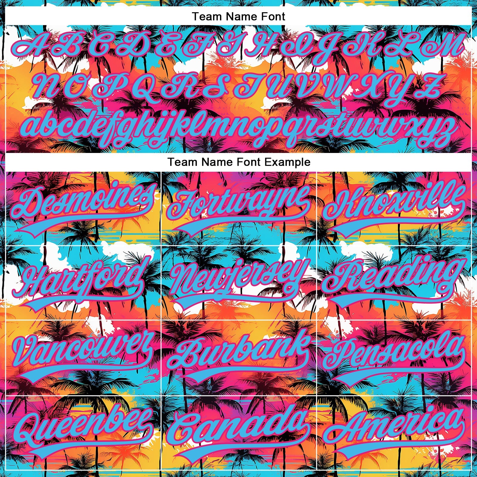 Custom Sky Blue Hot Pink 3D Pattern Design Tropical Hawaii Palm Trees Authentic Baseball Jersey view 4