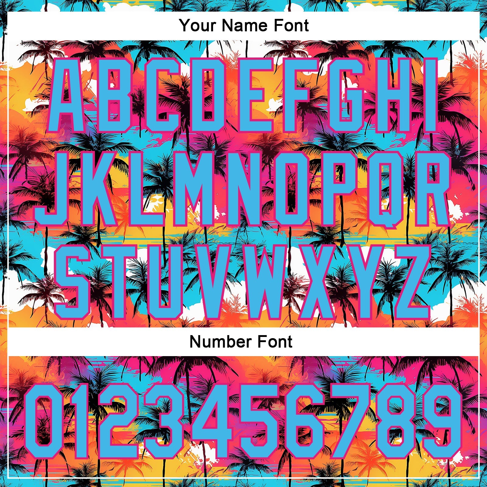 Custom Sky Blue Hot Pink 3D Pattern Design Tropical Hawaii Palm Trees Authentic Baseball Jersey view 5
