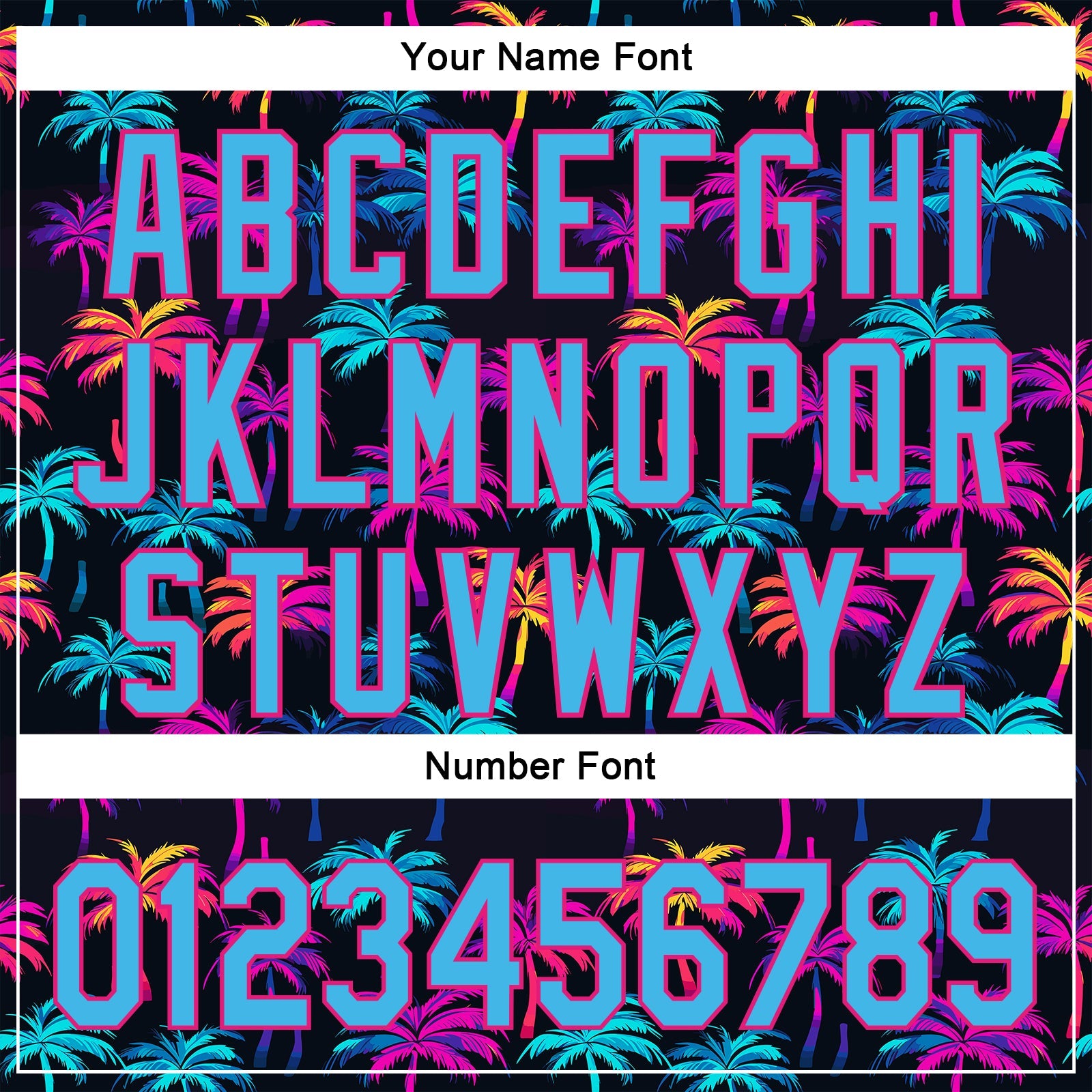 Custom Black Sky Blue-Hot Pink 3D Pattern Design Tropical Hawaii Palm Trees Authentic Baseball Jersey view 5