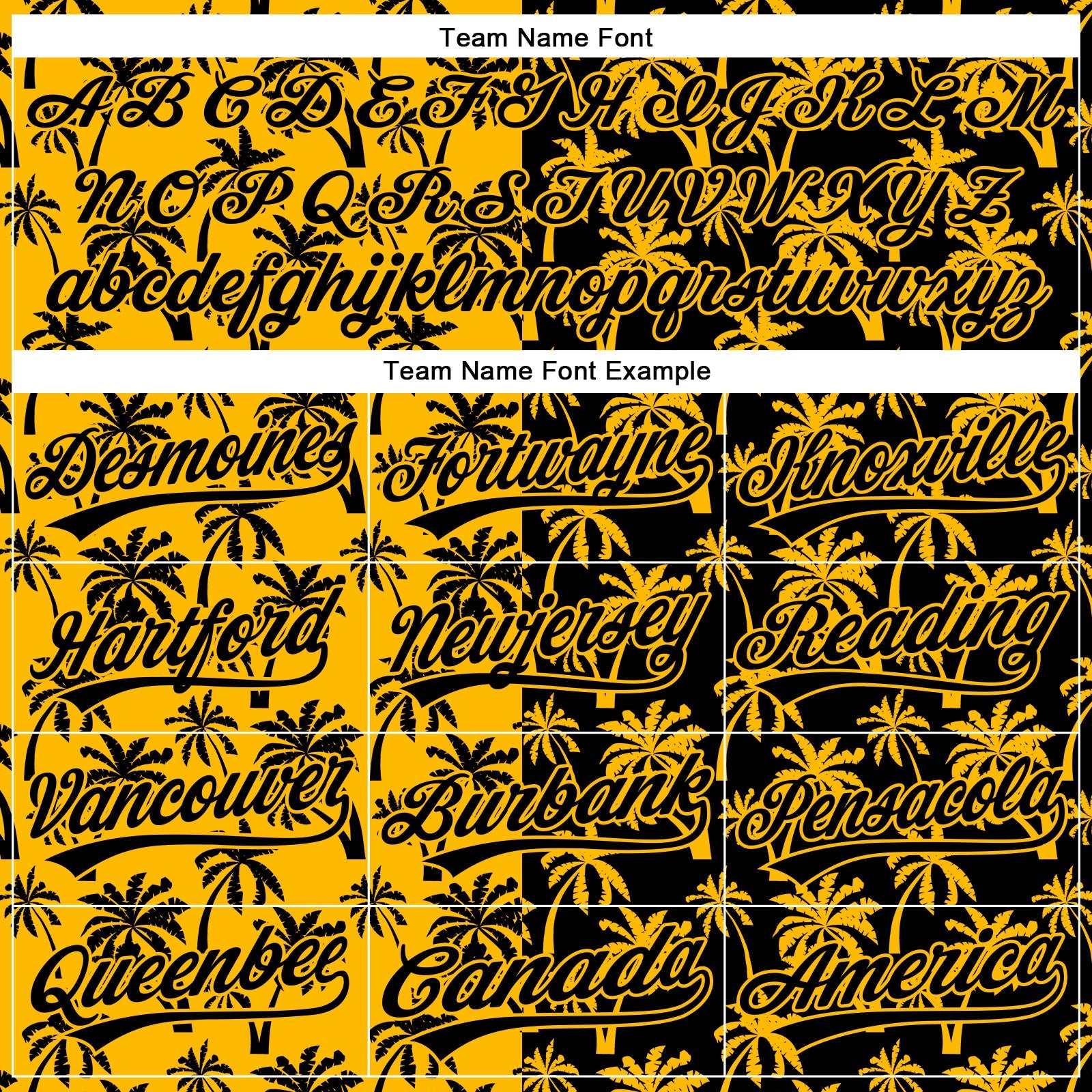 Custom Gold Black 3D Pattern Design Tropical Hawaii Palm Trees Authentic Baseball Jersey view 4