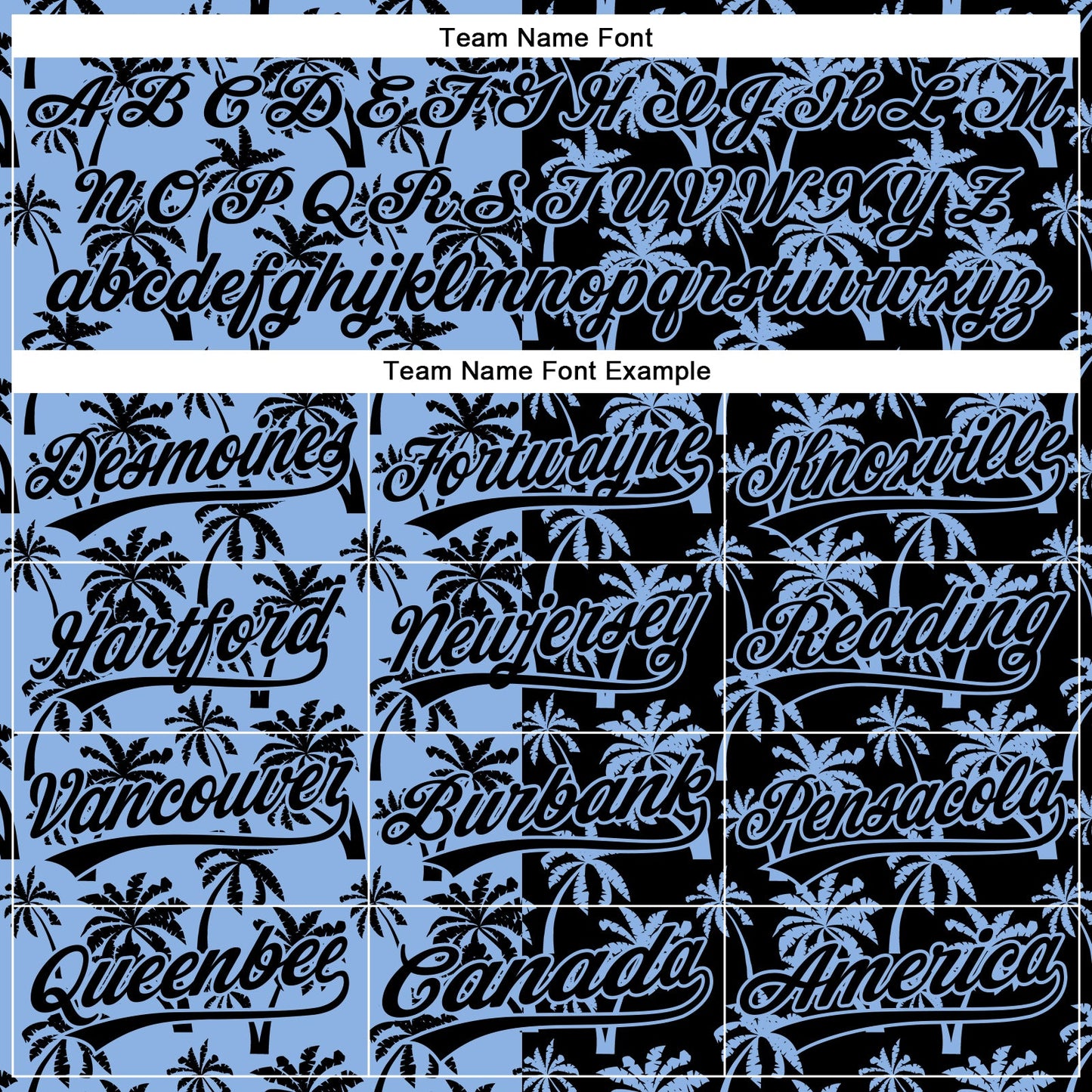 Custom Light Blue Black 3D Pattern Design Tropical Hawaii Palm Trees Authentic Baseball Jersey view 4