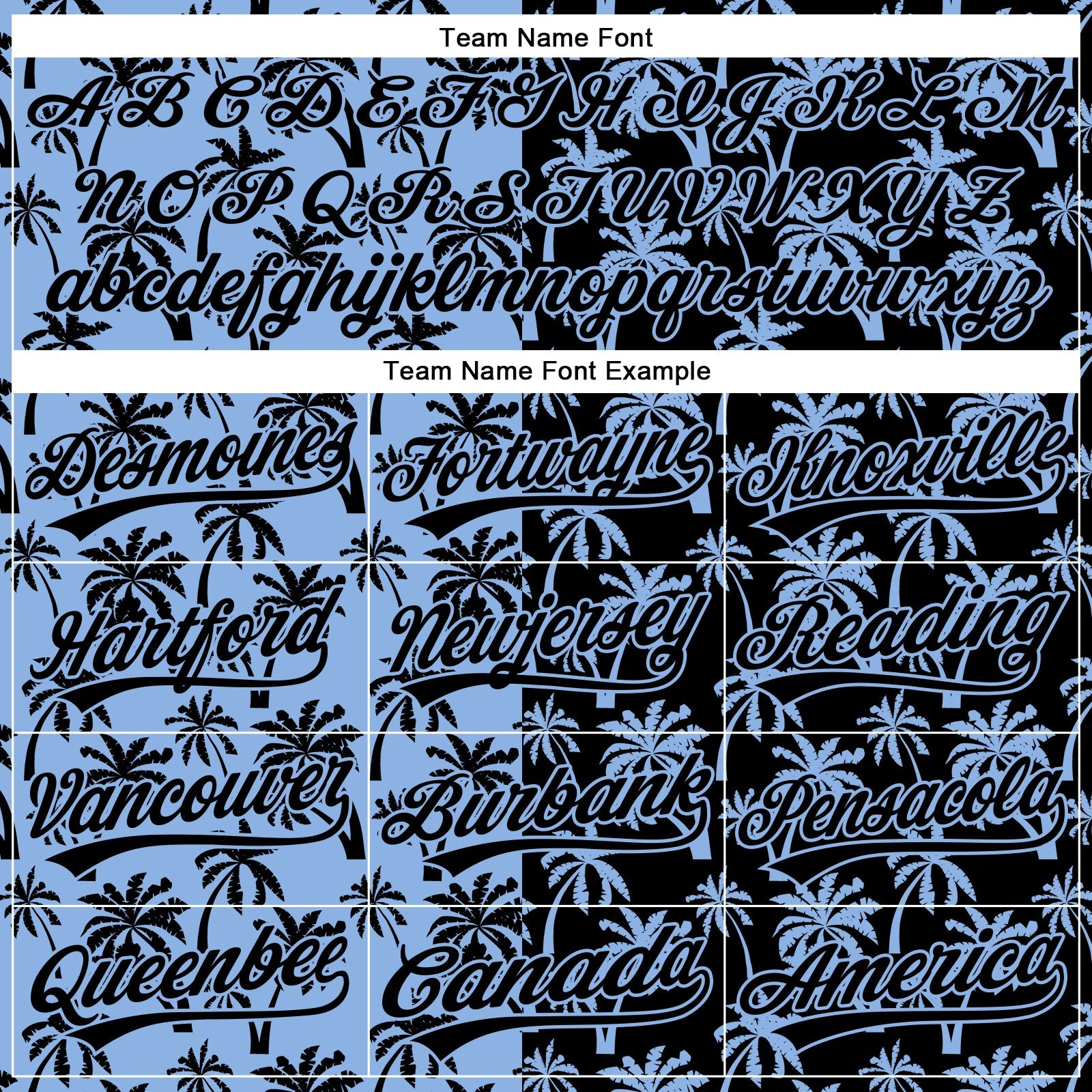 Custom Light Blue Black 3D Pattern Design Tropical Hawaii Palm Trees Authentic Baseball Jersey view 4