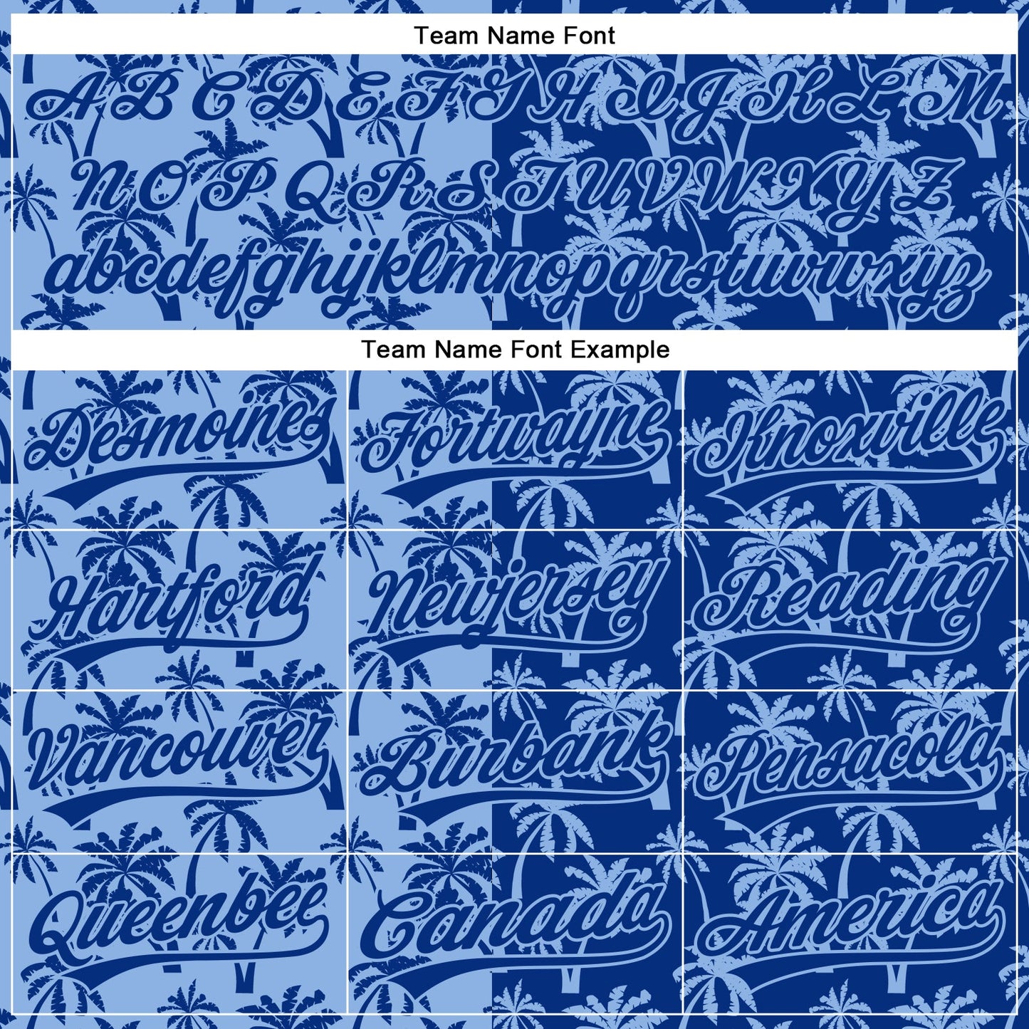 Custom Light Blue Royal 3D Pattern Design Tropical Hawaii Palm Trees Authentic Baseball Jersey view 4