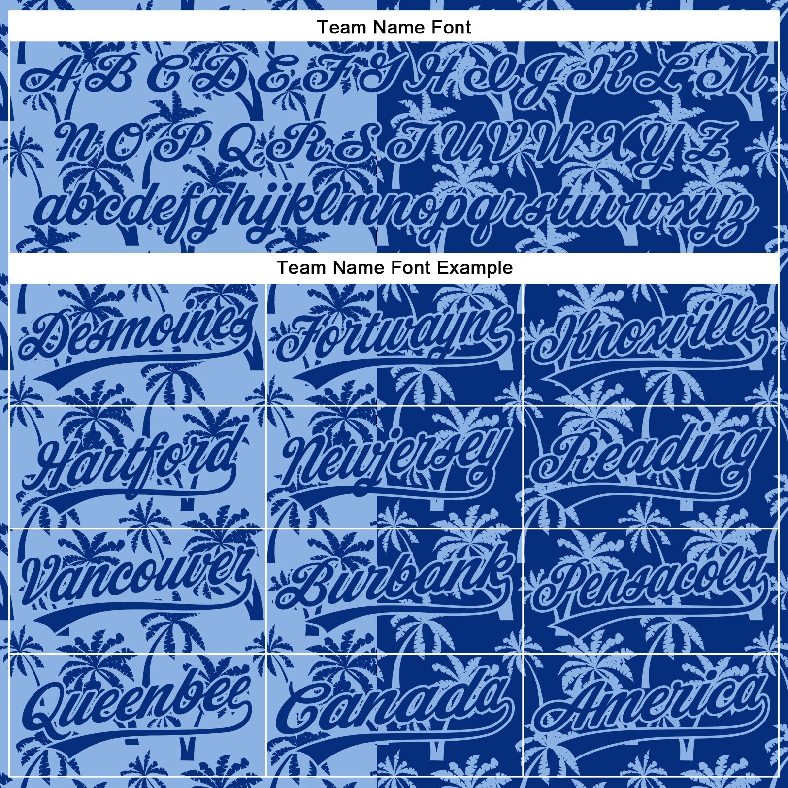 Custom Light Blue Royal 3D Pattern Design Tropical Hawaii Palm Trees Authentic Baseball Jersey view 4