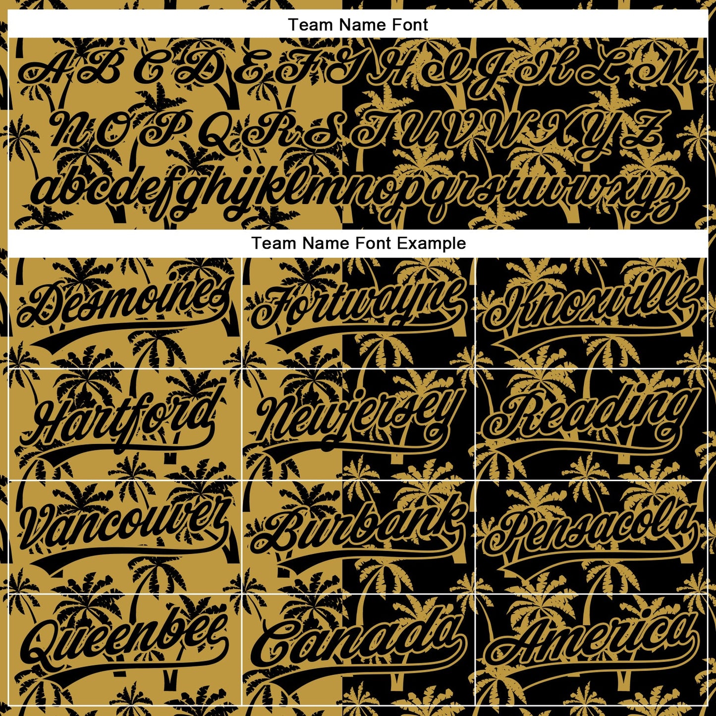 Custom Old Gold Black 3D Pattern Design Tropical Hawaii Palm Trees Authentic Baseball Jersey view 4