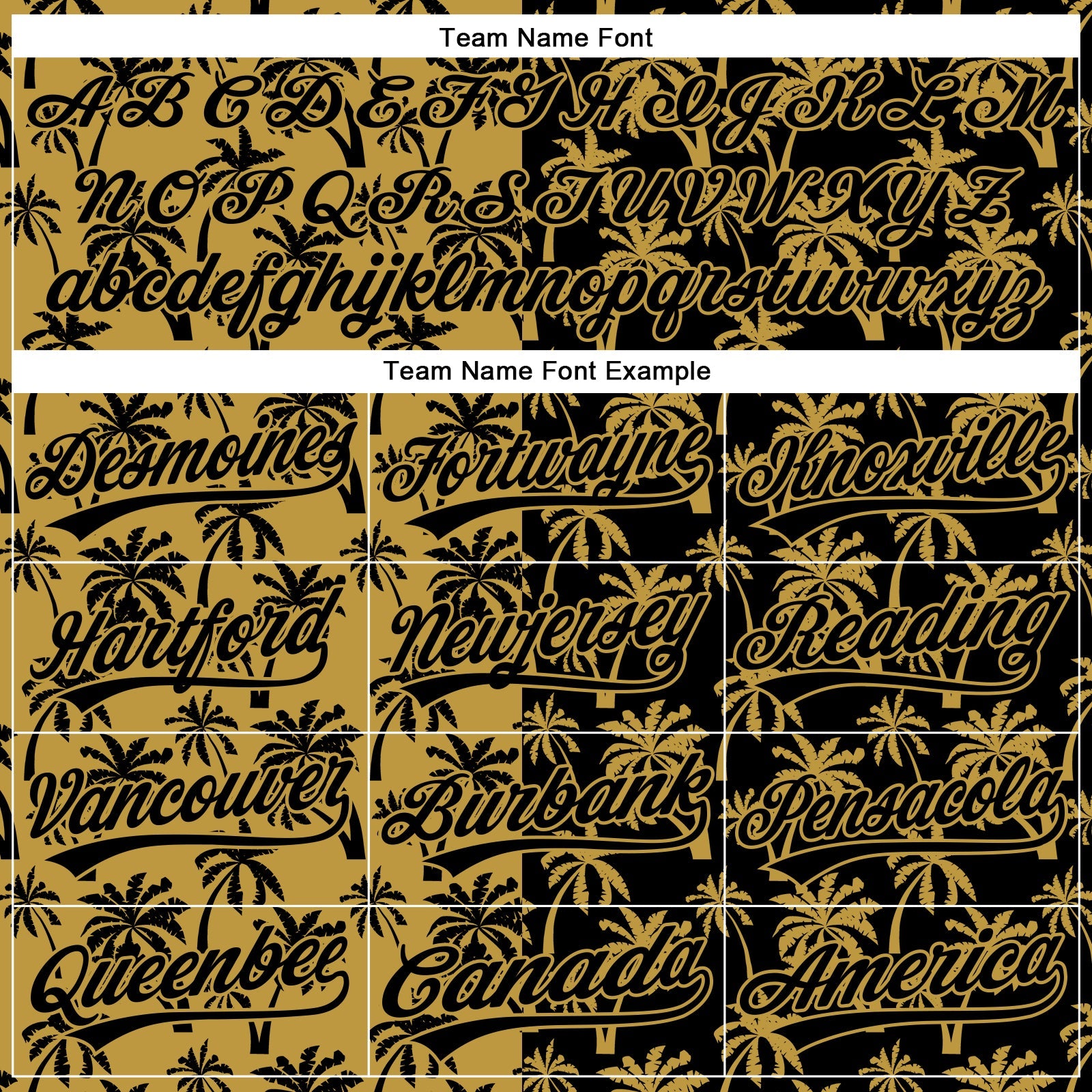 Custom Old Gold Black 3D Pattern Design Tropical Hawaii Palm Trees Authentic Baseball Jersey view 4