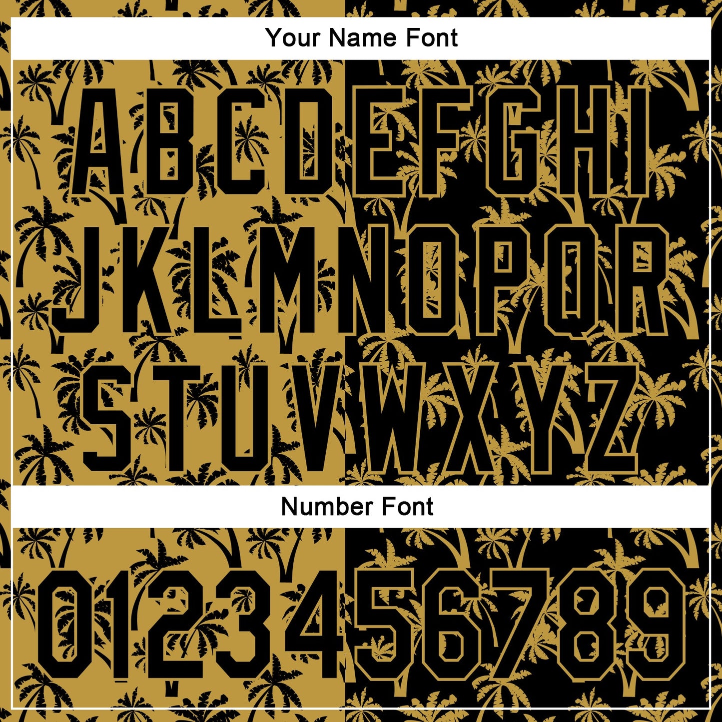 Custom Old Gold Black 3D Pattern Design Tropical Hawaii Palm Trees Authentic Baseball Jersey view 5