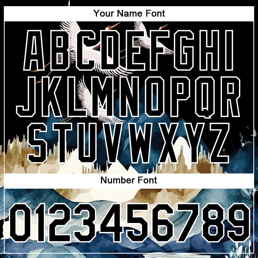 Custom Black White 3D Pattern Design Animal Crane Performance T-Shirt view 4