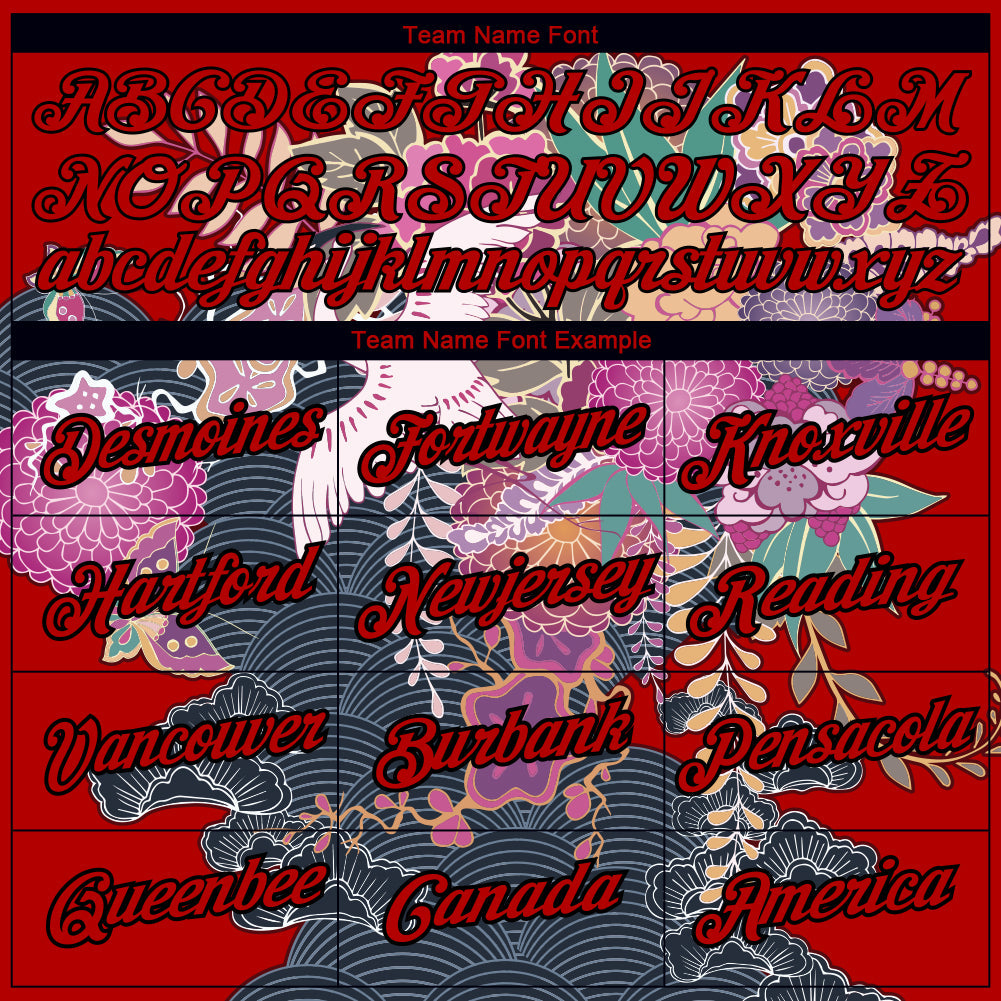 Custom Red Black 3D Pattern Design Animal Crane Performance T-Shirt view 3